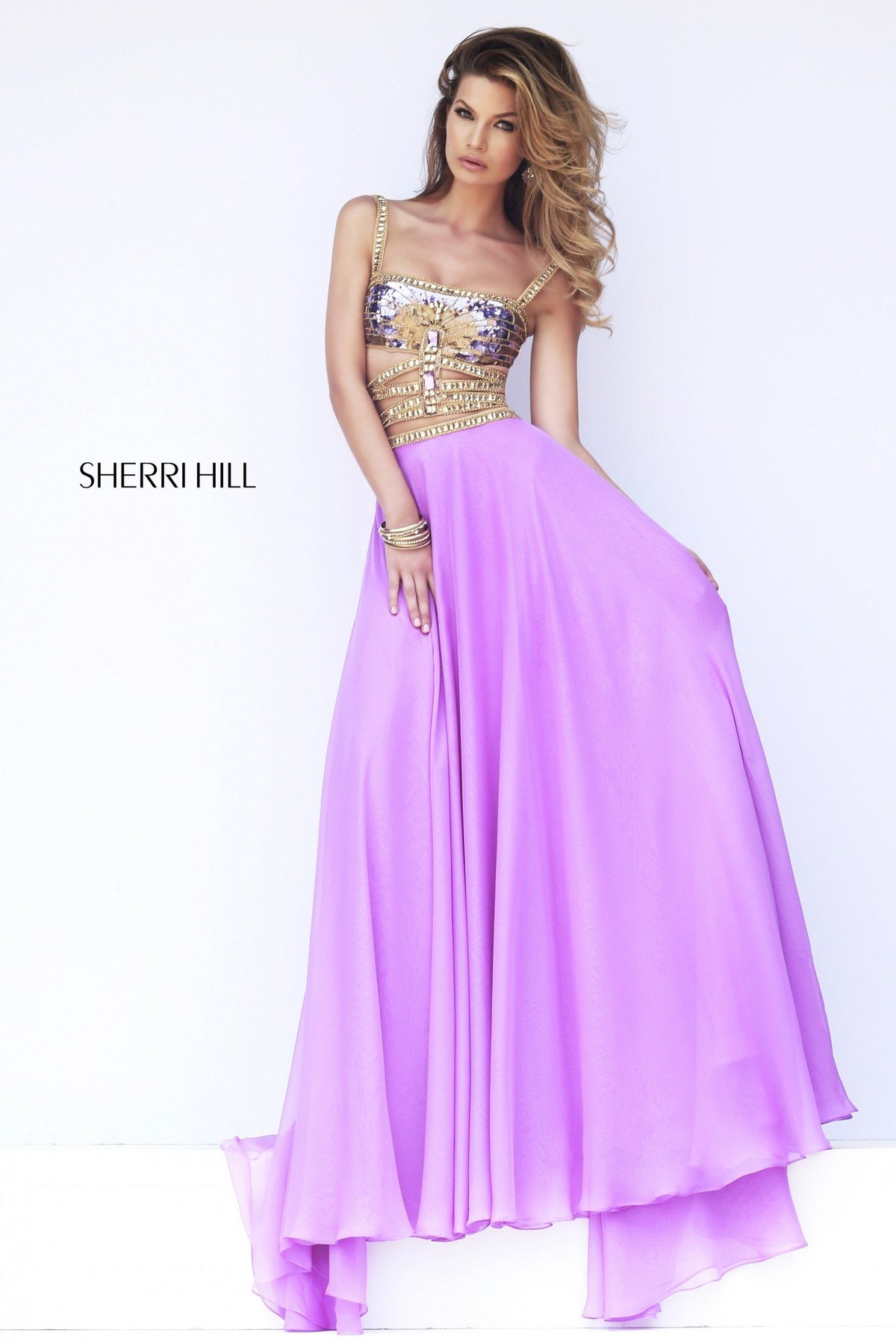 Sherri Hill 32134 beaded bodice chiffon gown