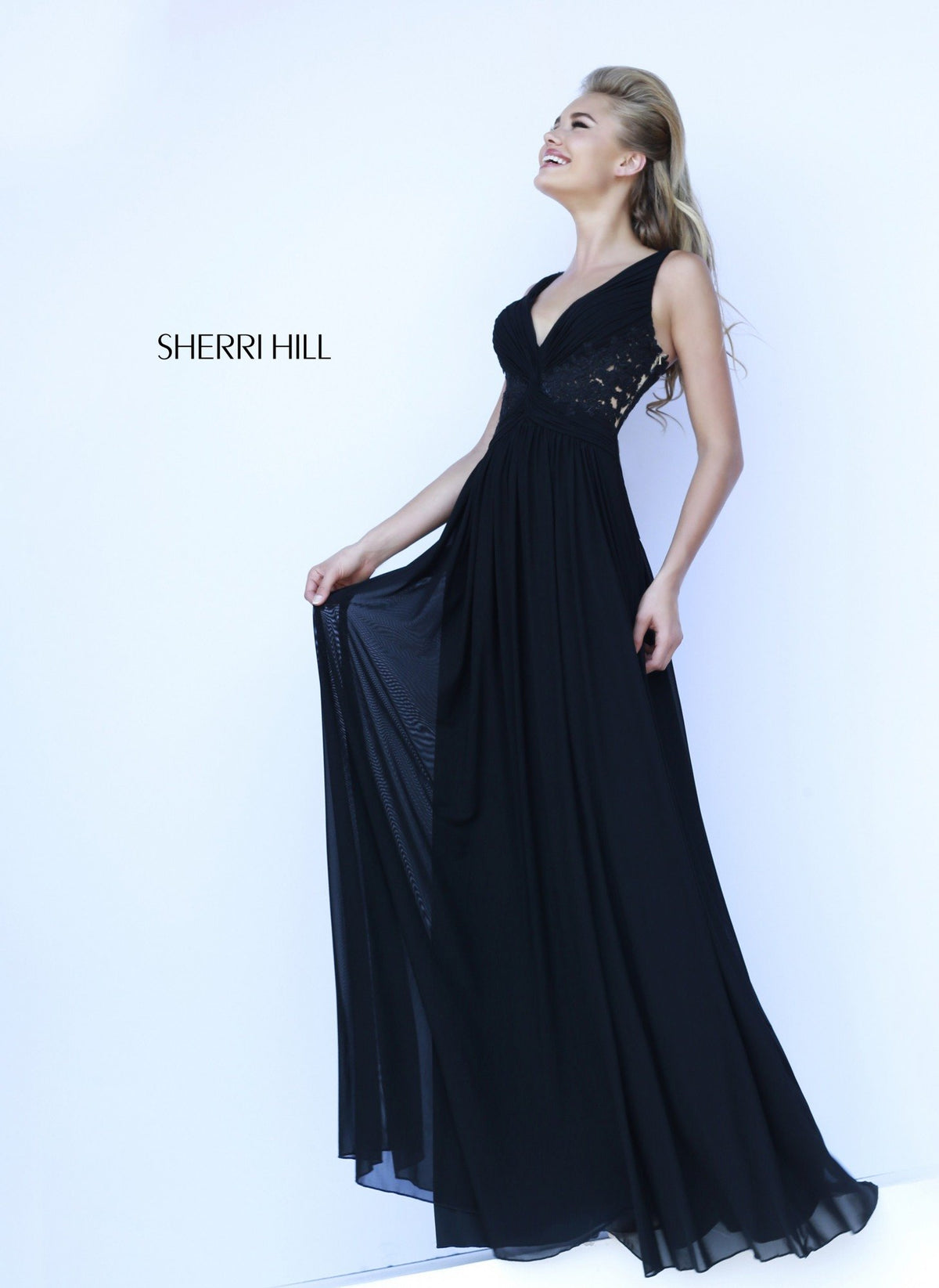 Sherri Hill 5206 V-neck chiffon gown