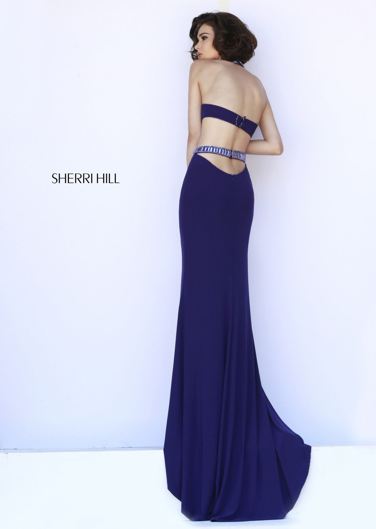 Sherri Hill 32064 halter fitted gown with cutouts