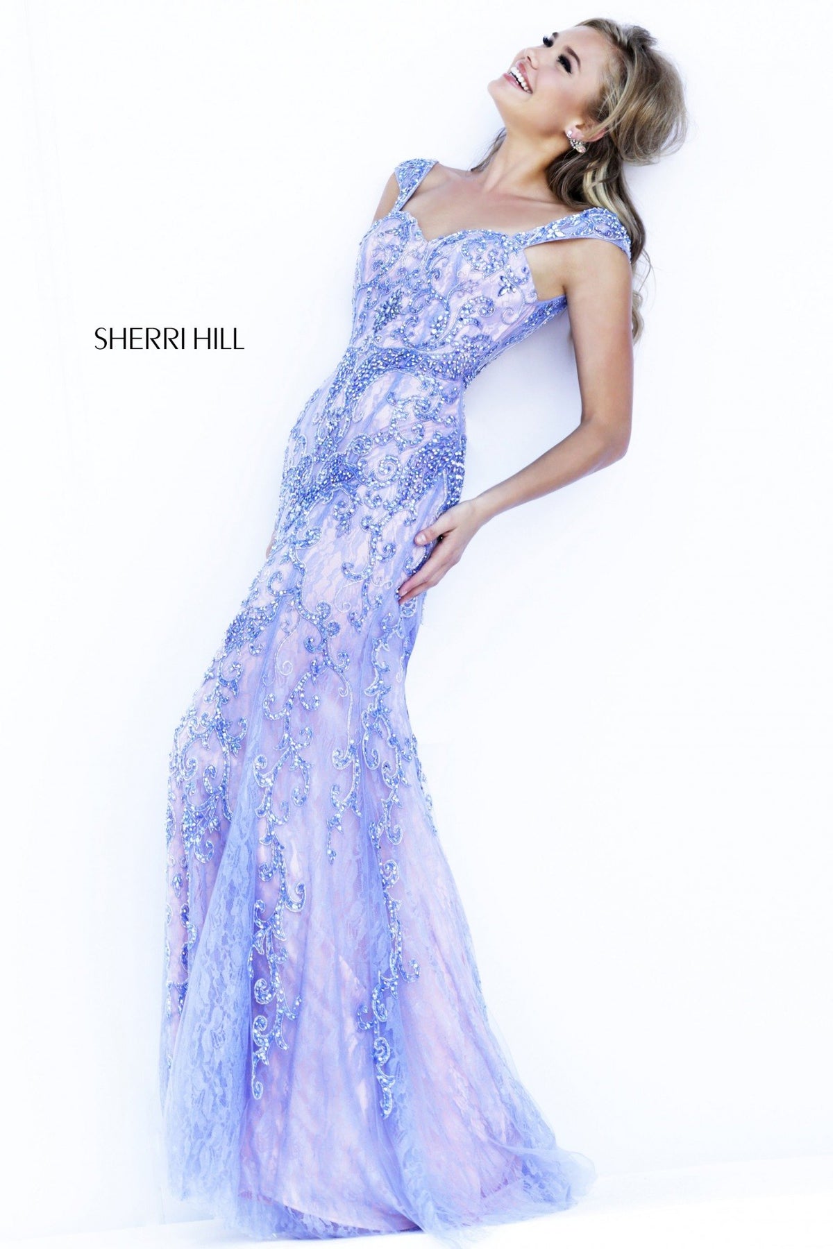 Sherri Hill 9742 beaded mermaid gown in periwinkle