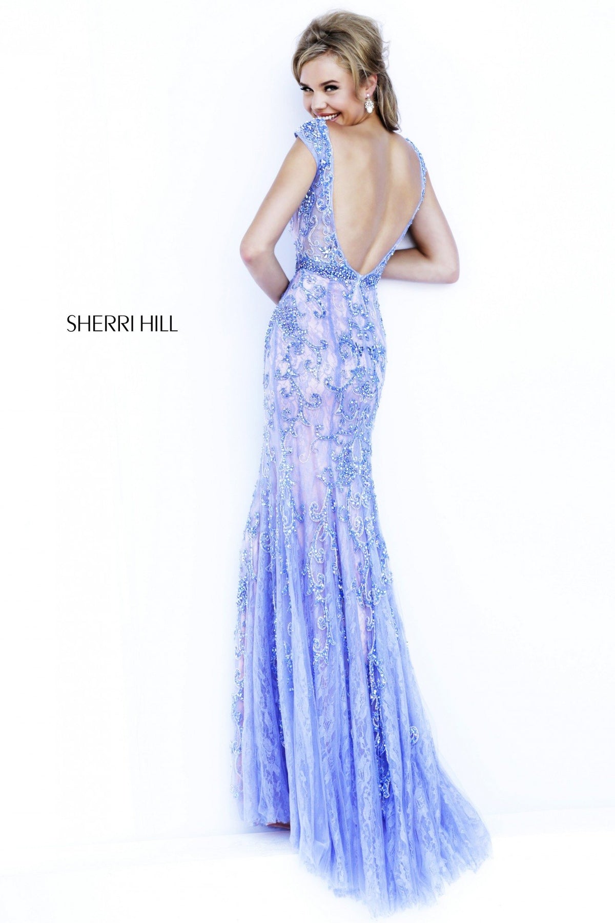 Sherri Hill 9742 beaded mermaid gown in periwinkle