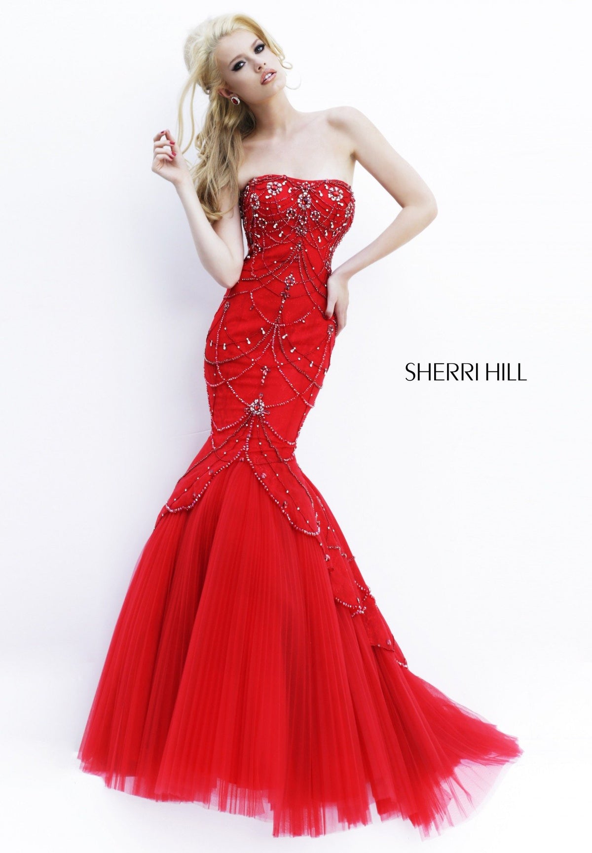 Sherri Hill 32237 strapless beaded mermaid gown