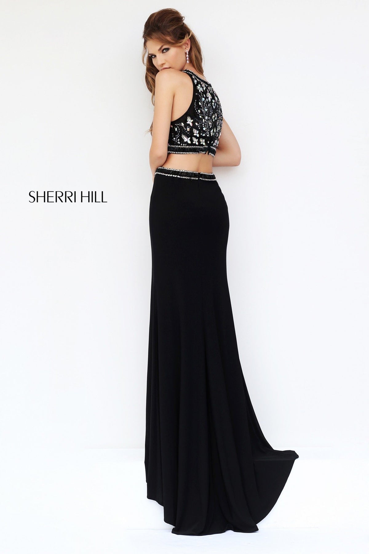 Sherri Hill 9731 two-piece beaded gown with slit
