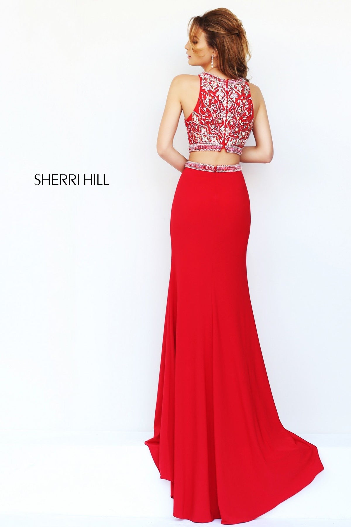 Sherri Hill 9731 two-piece beaded gown with slit