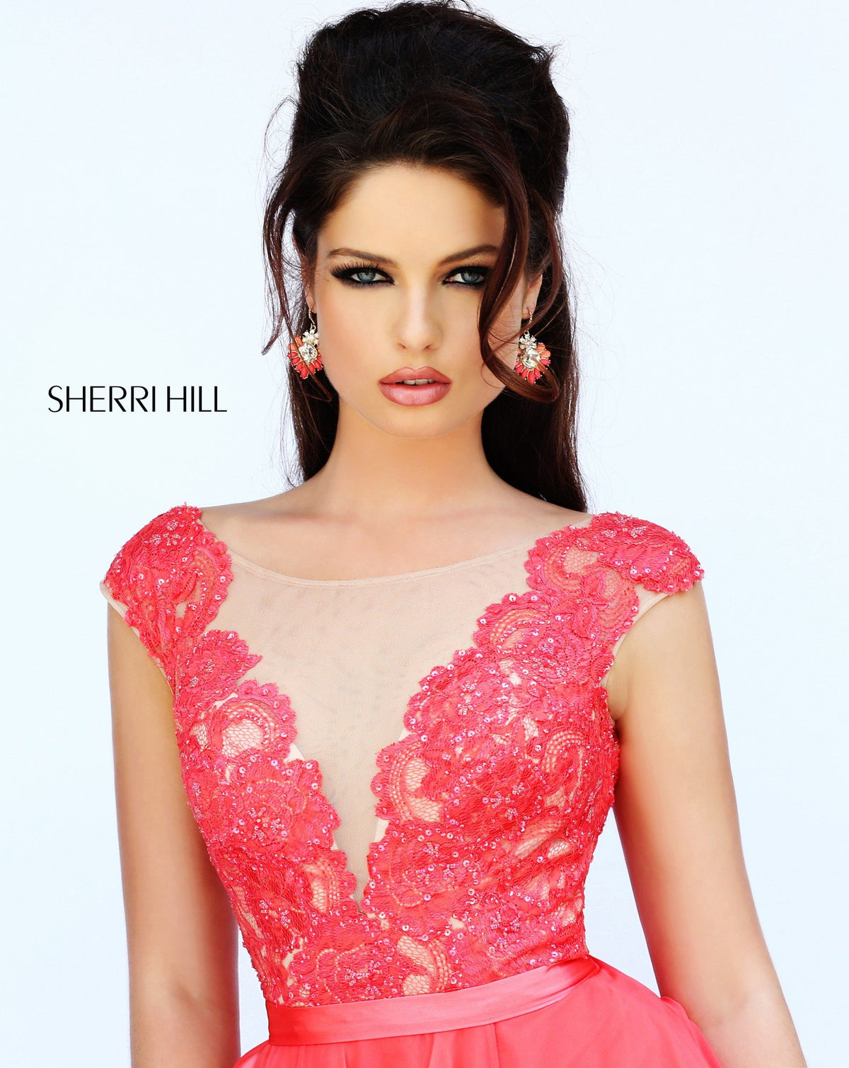 Sherri Hill 11269 cap-sleeve lace bodice chiffon gown