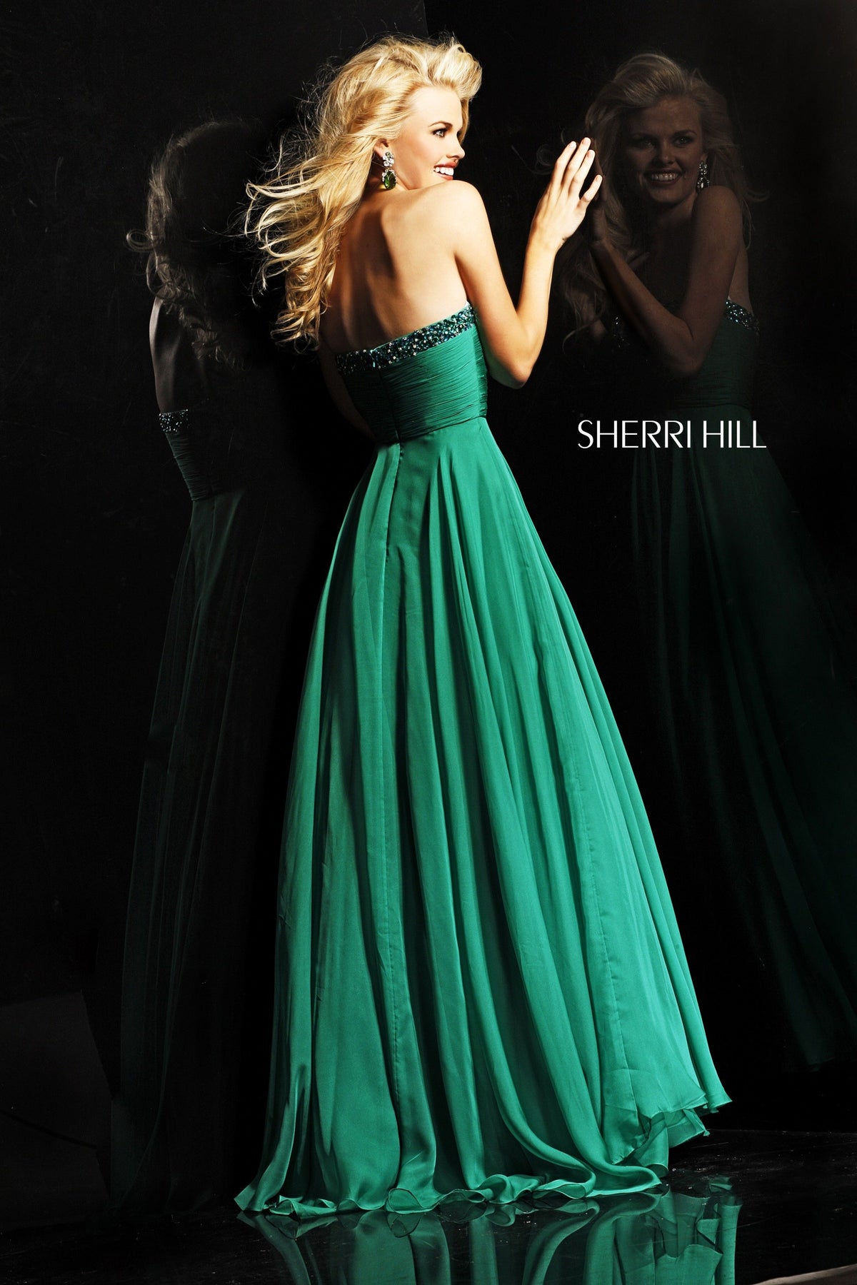 Sherri Hill 2845 strapless beaded satin gown