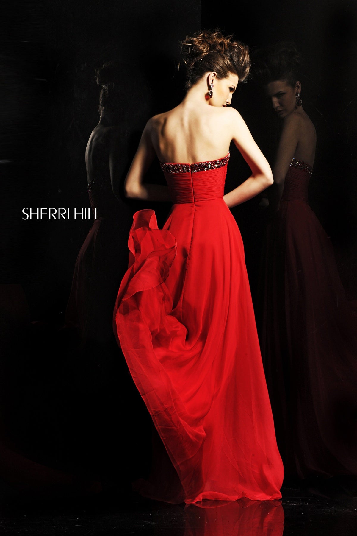 Sherri Hill 2845 strapless beaded satin gown
