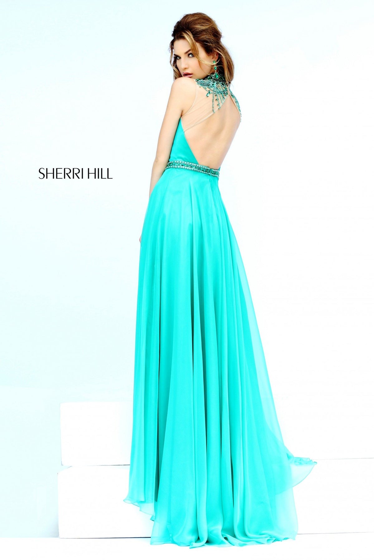 Sherri Hill 32144 beaded bodice chiffon gown