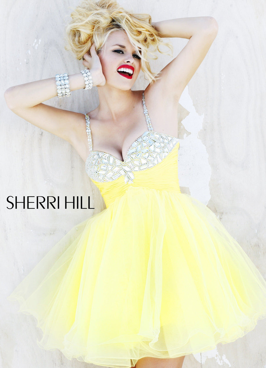 Sherri Hill style 2926 in nude, Sweetheart Beaded Cocktail Dress