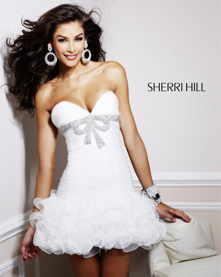 Sherri Hill style 1473 in white, Sweetheart Cocktail Dress