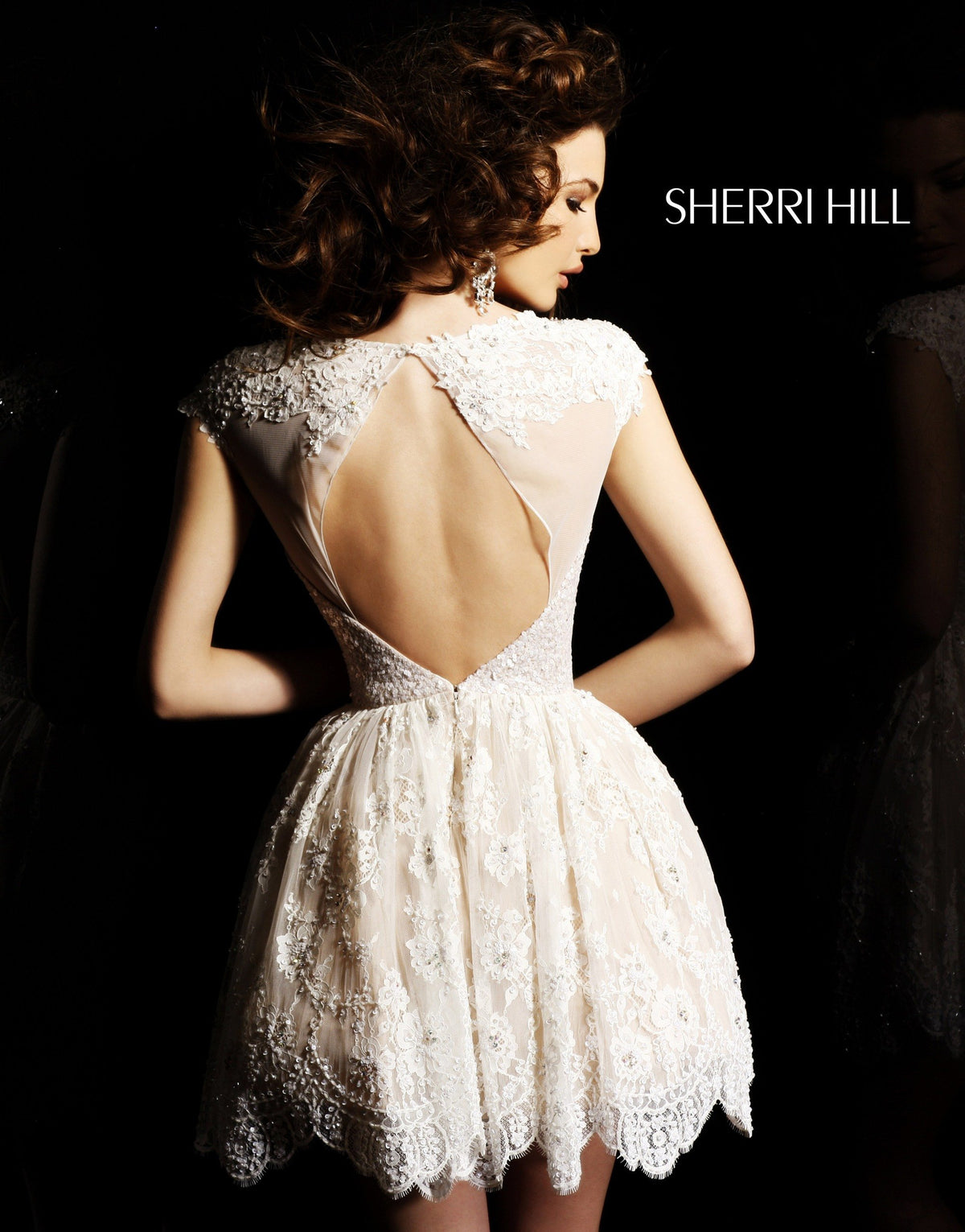 Sherri Hill 2957 cap-sleeve lace cocktail dress