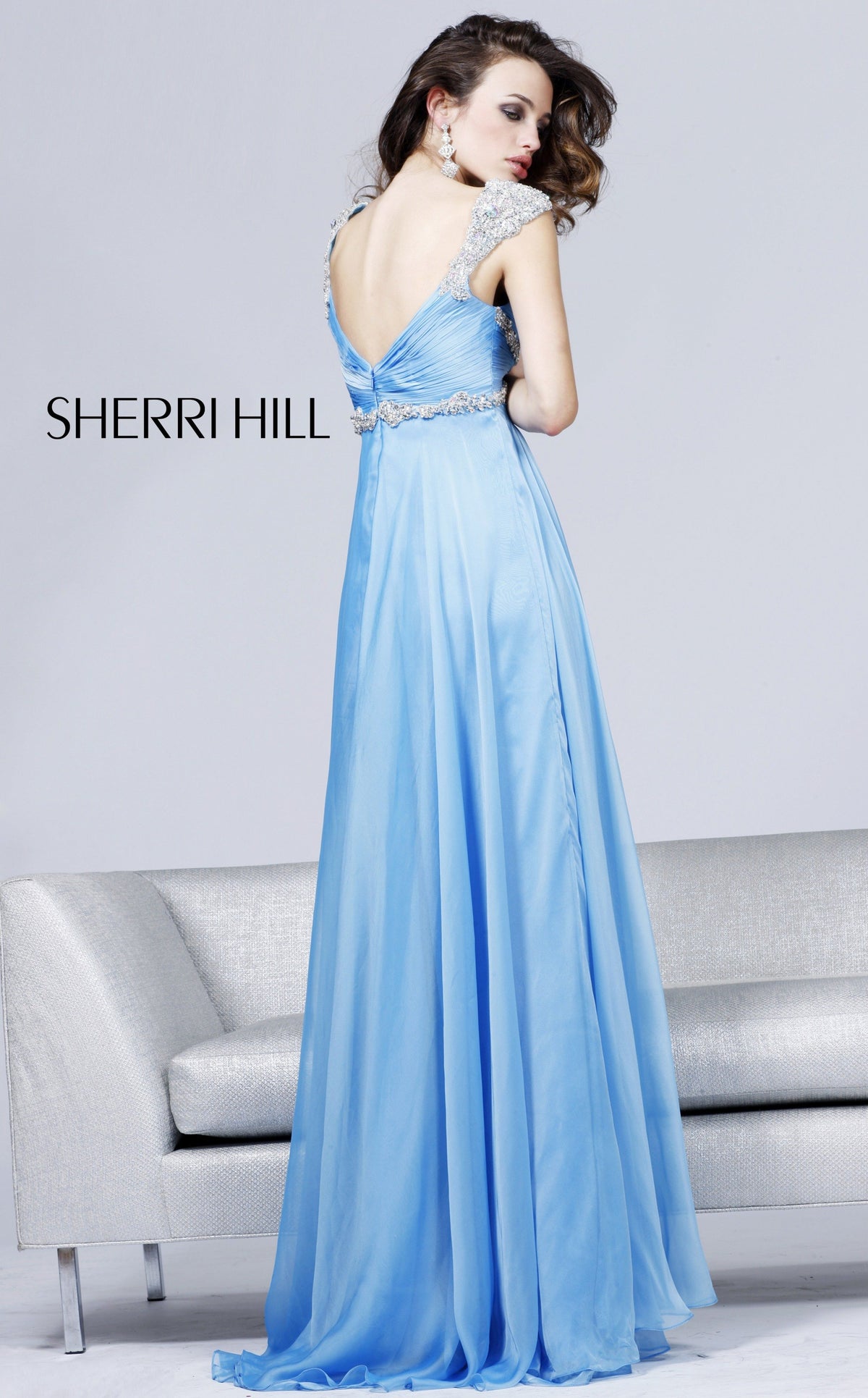 Sherri Hill 3843 beaded strap chiffon gown