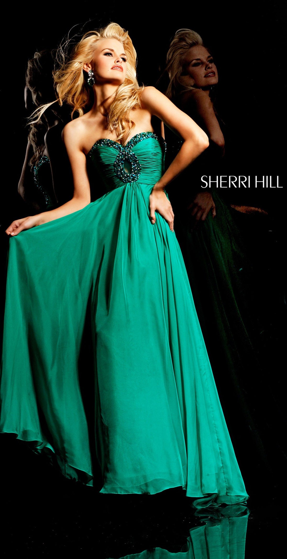 Sherri Hill 2845 strapless beaded satin gown