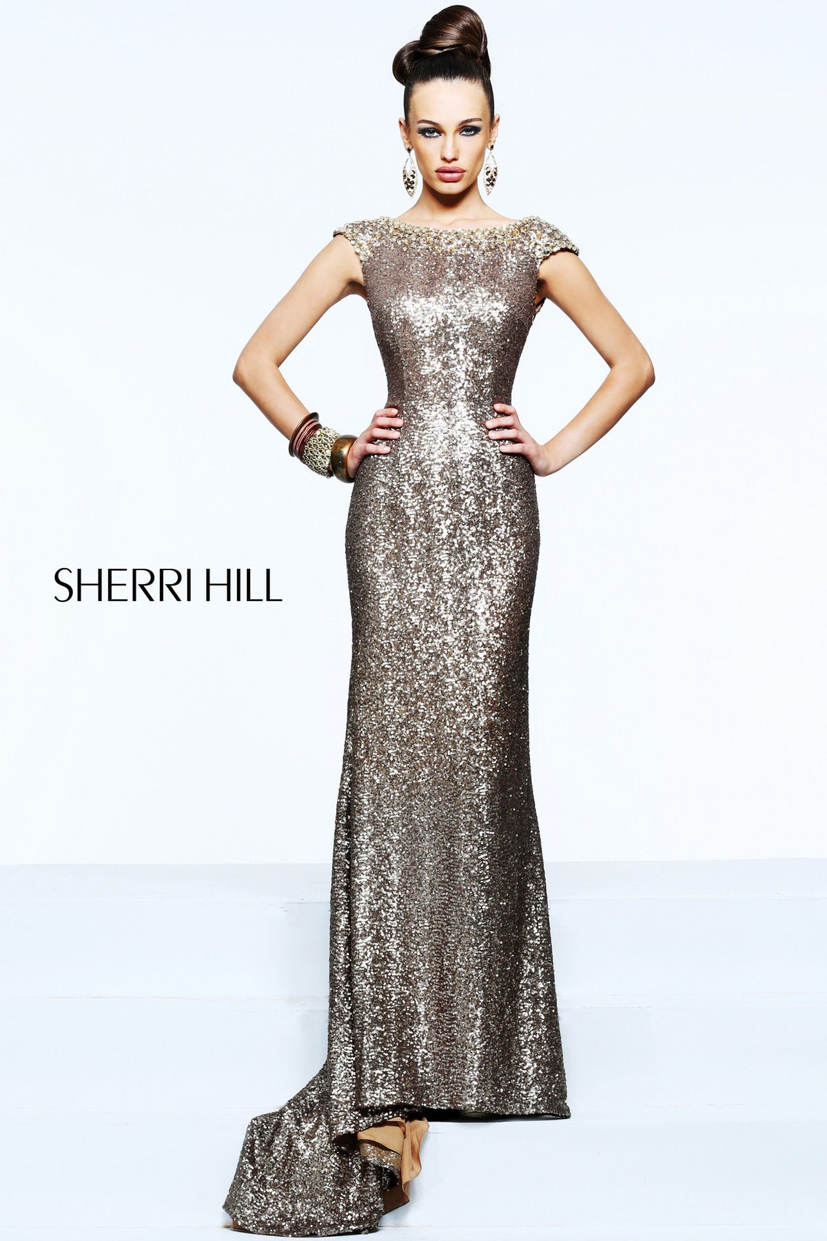 Sherri Hill 2978 open-back sequin fitted gown