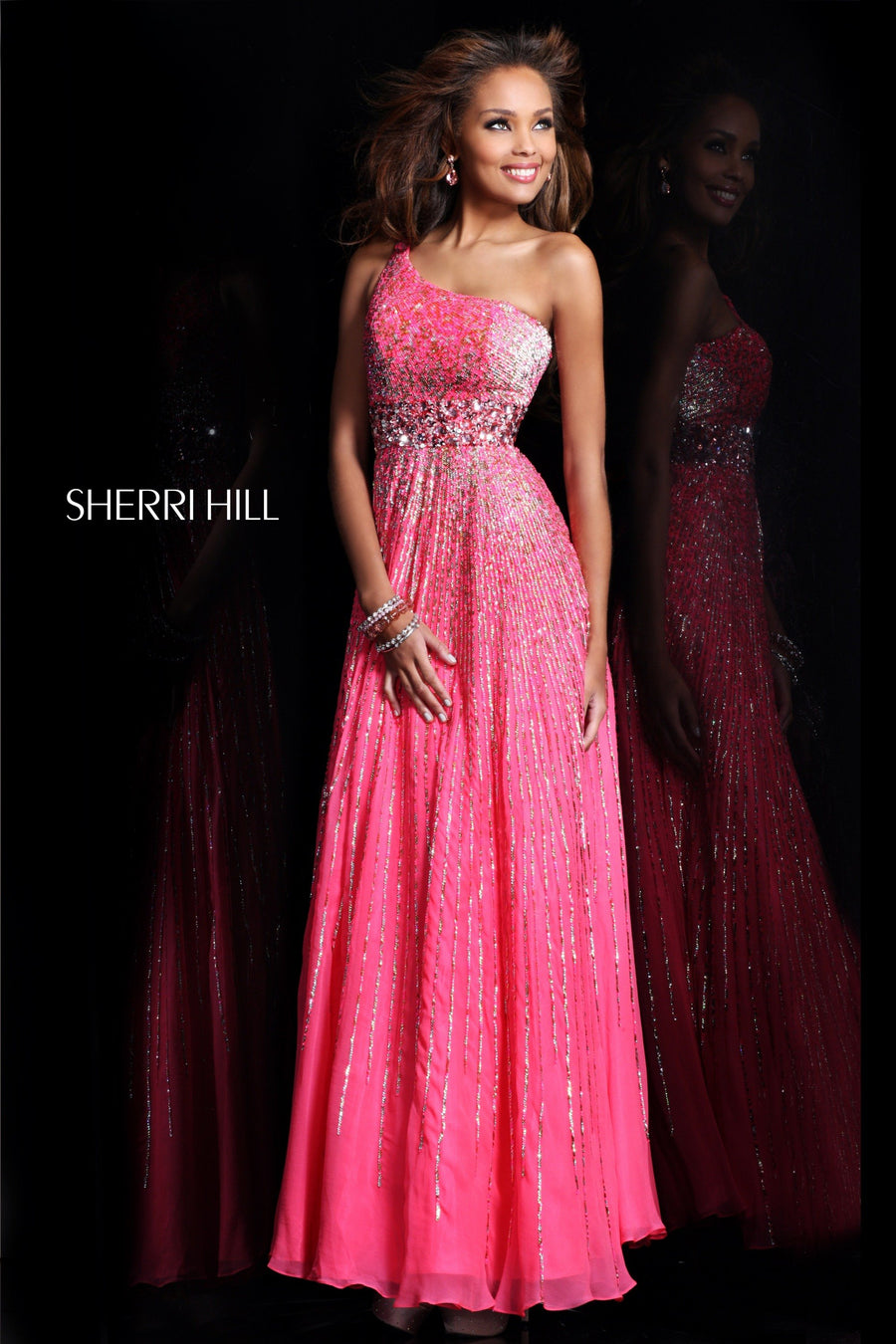 Sherri Hill style 8506 in nude, Strapless Sequin Gown