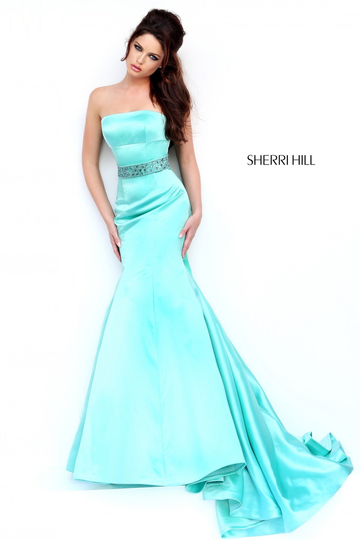 Sherri Hill 32194 strapless satin mermaid gown
