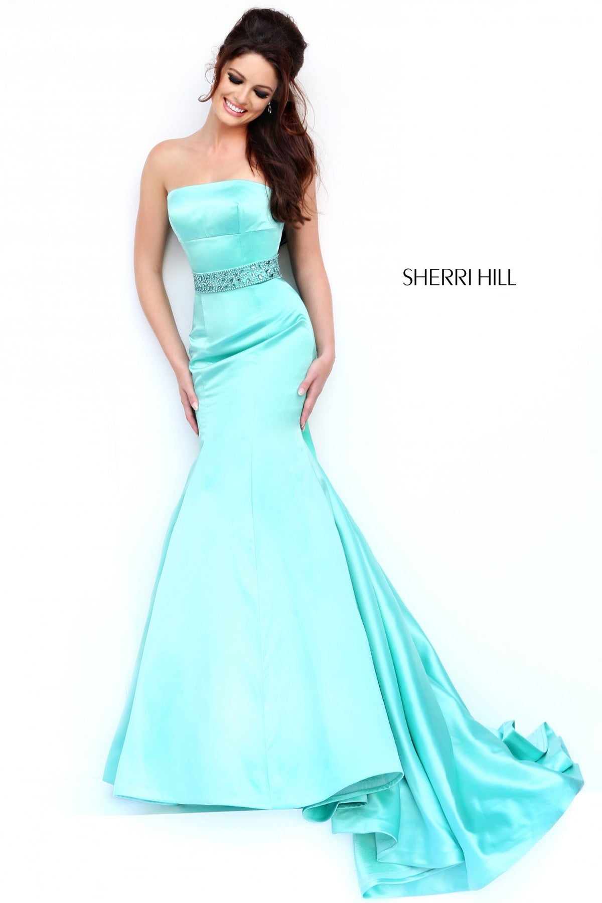 Sherri Hill 32194 strapless satin mermaid gown
