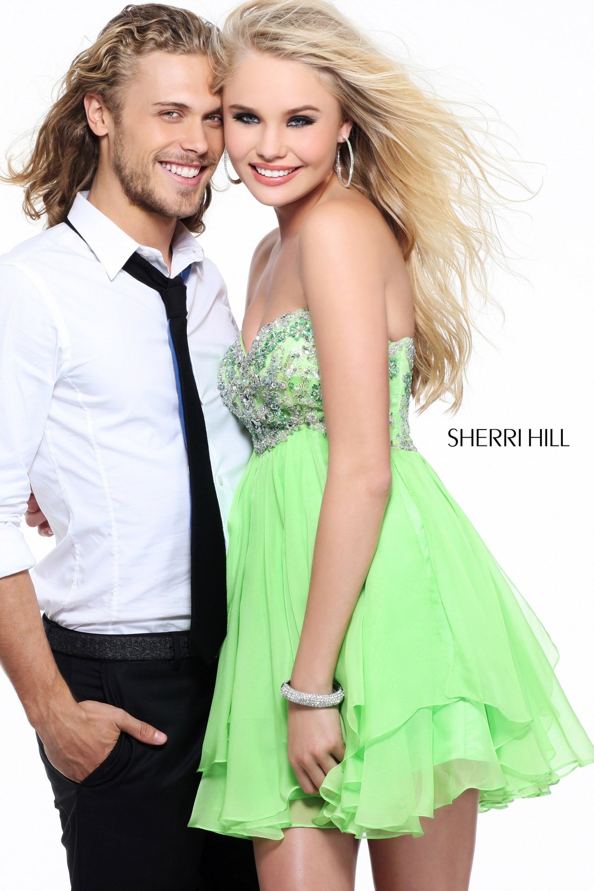 Sherri Hill 3868 sweetheart beaded chiffon cocktail dress
