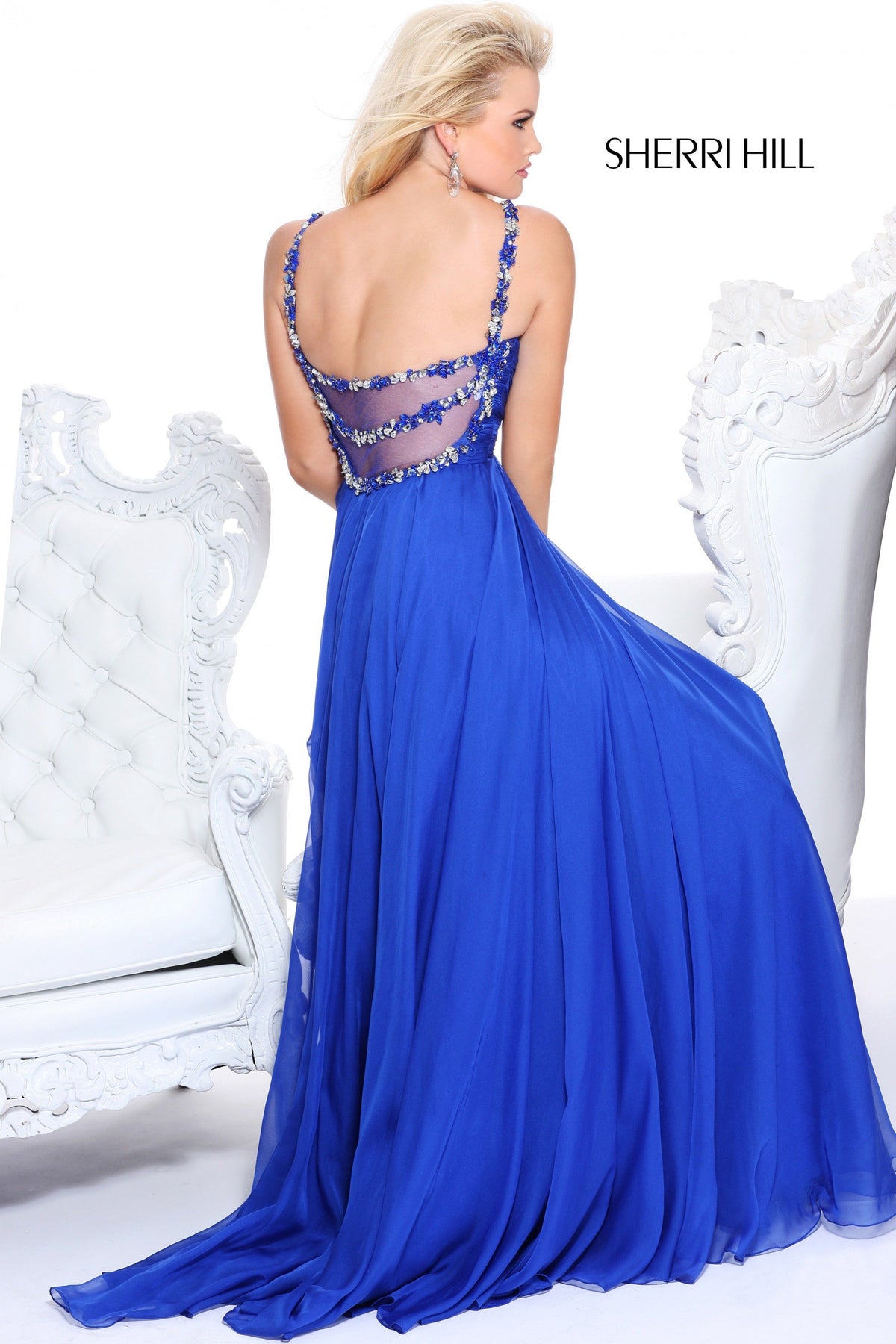 Sherri Hill 11014 beaded strap chiffon gown