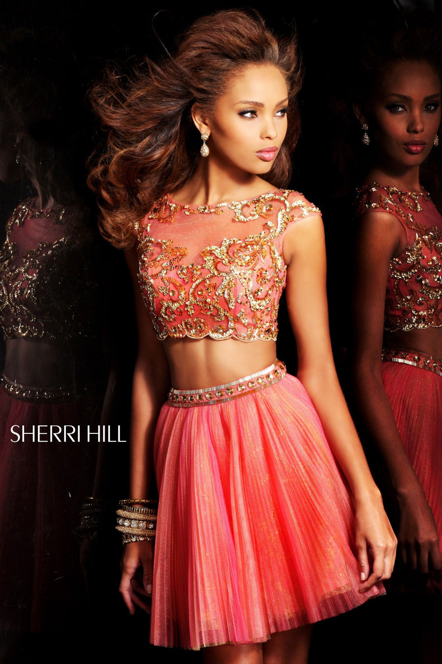Sherri Hill style 21154 in aqua/pink