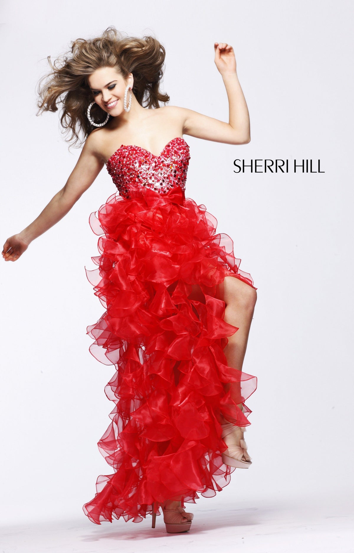 Sherri Hill 2415 strapless ruffled high-low dress