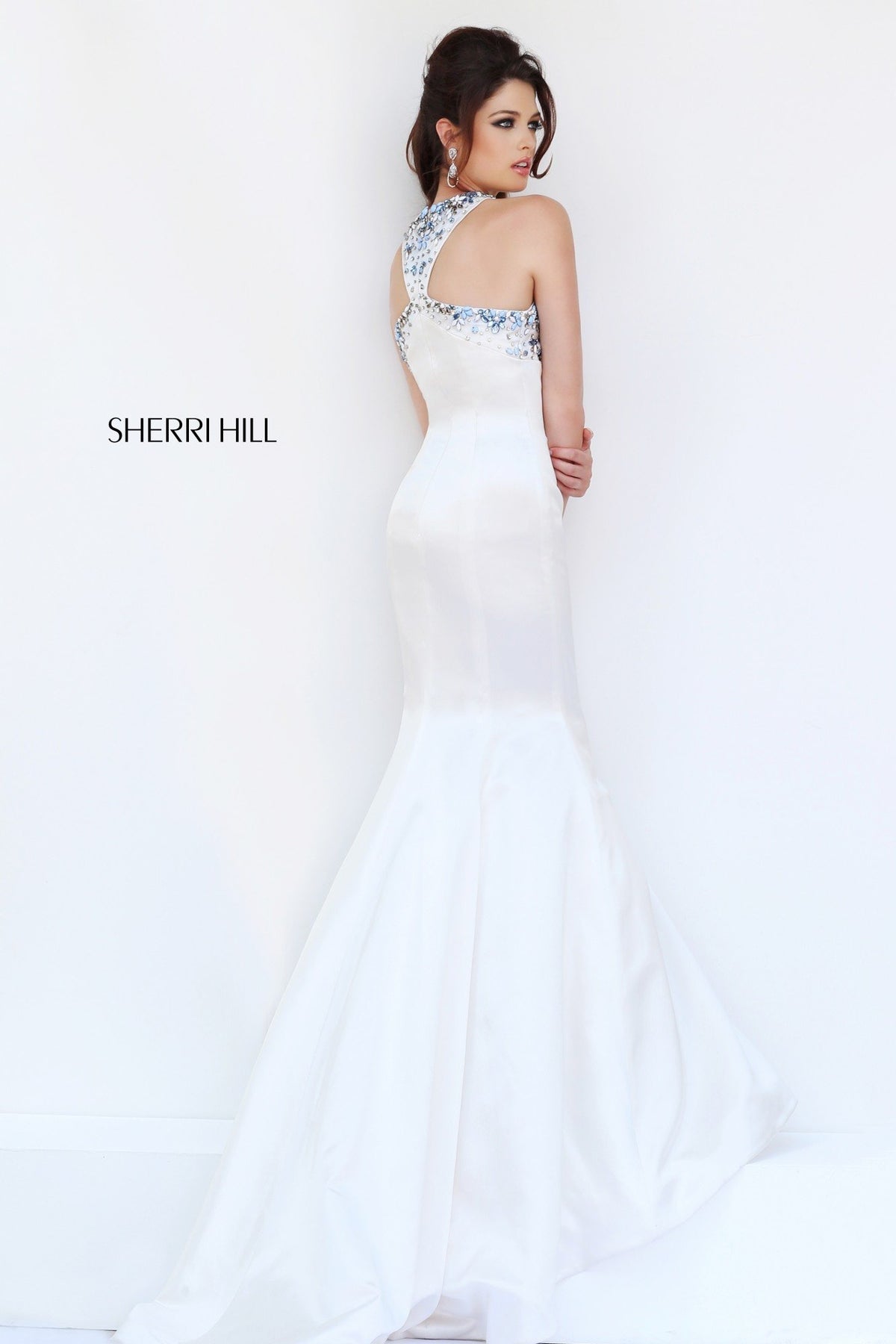 Sherri Hill 32153 halter beaded satin mermaid gown
