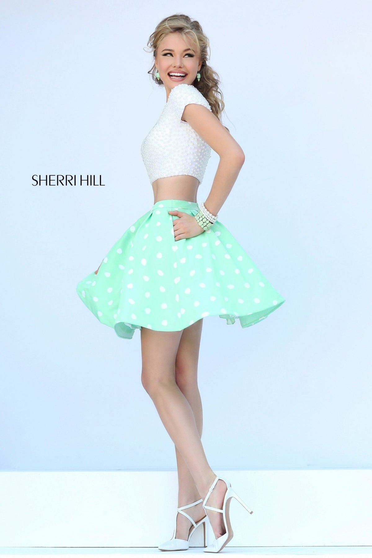 Sherri Hill 32247 two-piece cocktail dress with full skirt