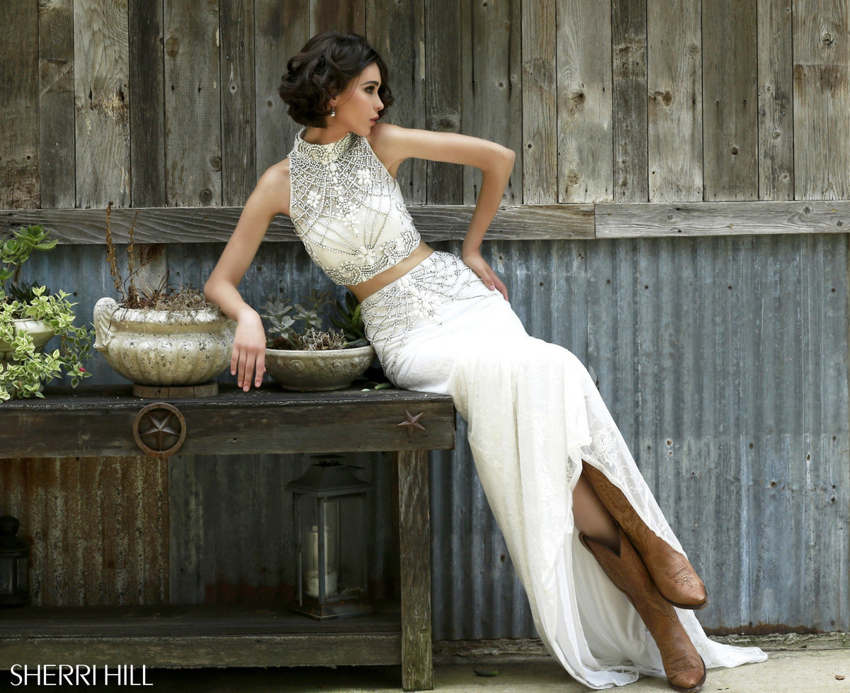 Sherri Hill 11201 evening gown in ivory