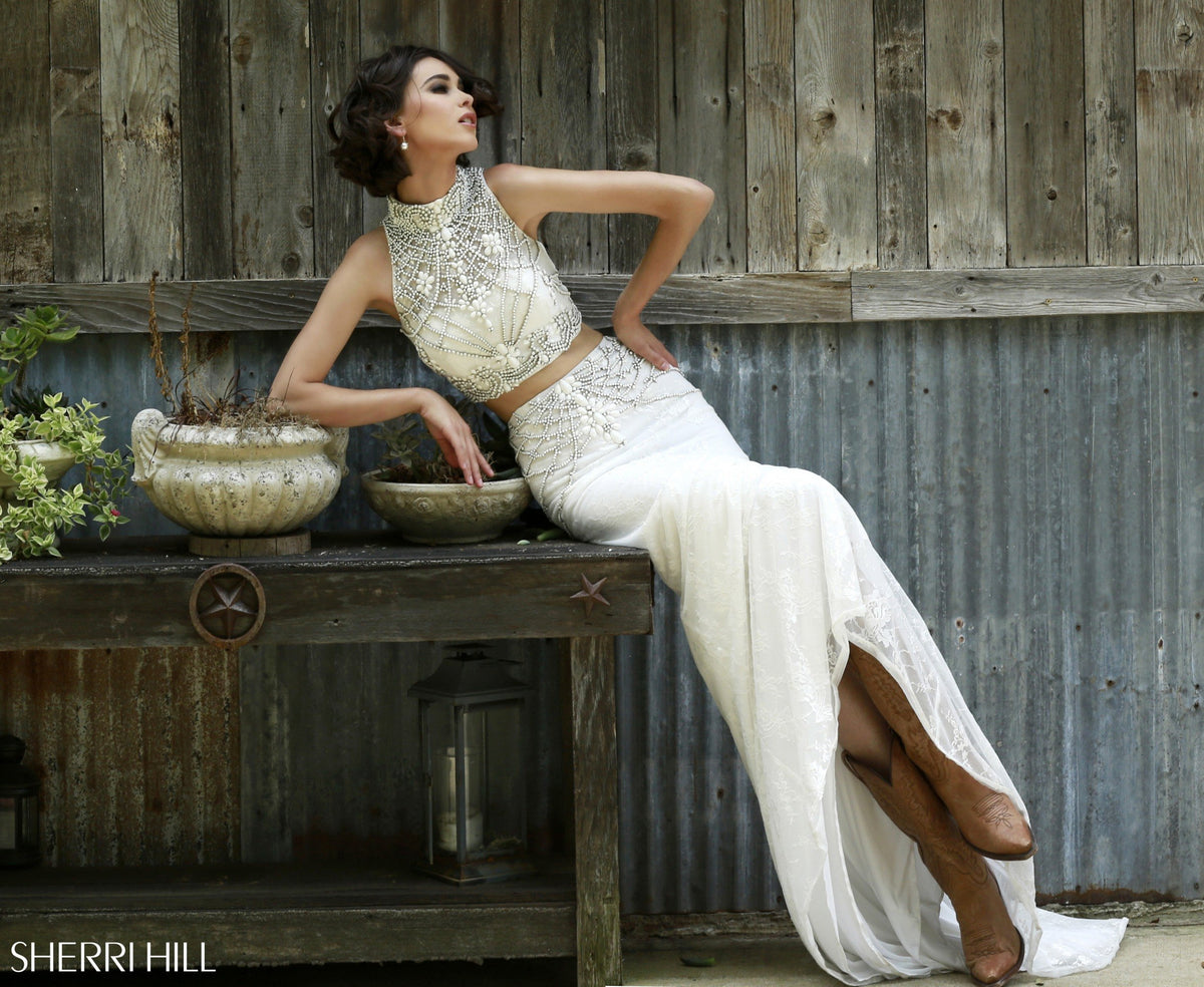 Sherri Hill 11201 evening gown in ivory