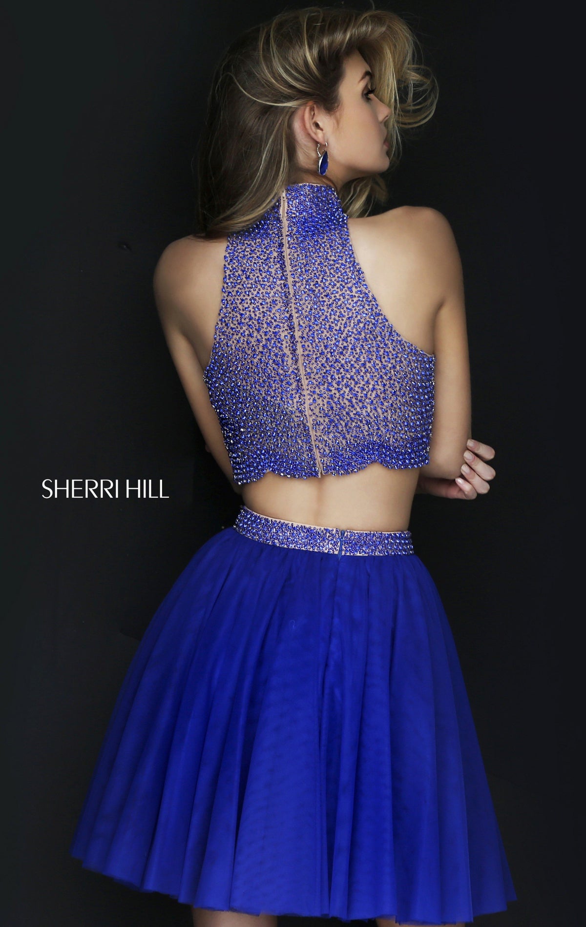 Sherri Hill 11287 two-piece beaded cocktail dress with chiffon skirt