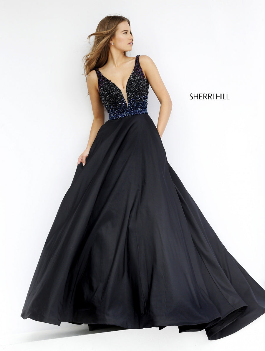 Sherri Hill style 32336 in black, Taffeta Ball Gown