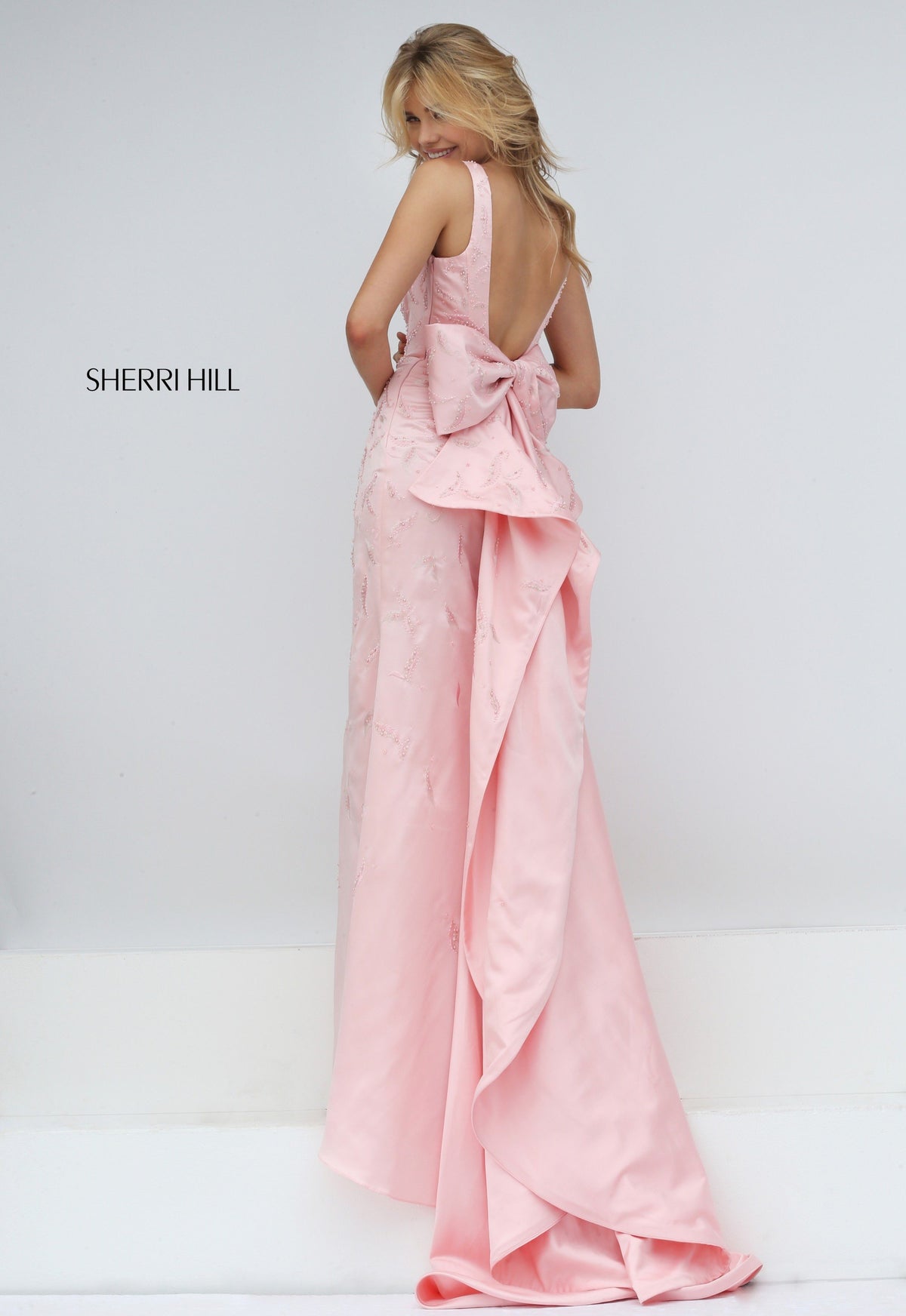 Sherri Hill 50244 V-neck satin mermaid gown