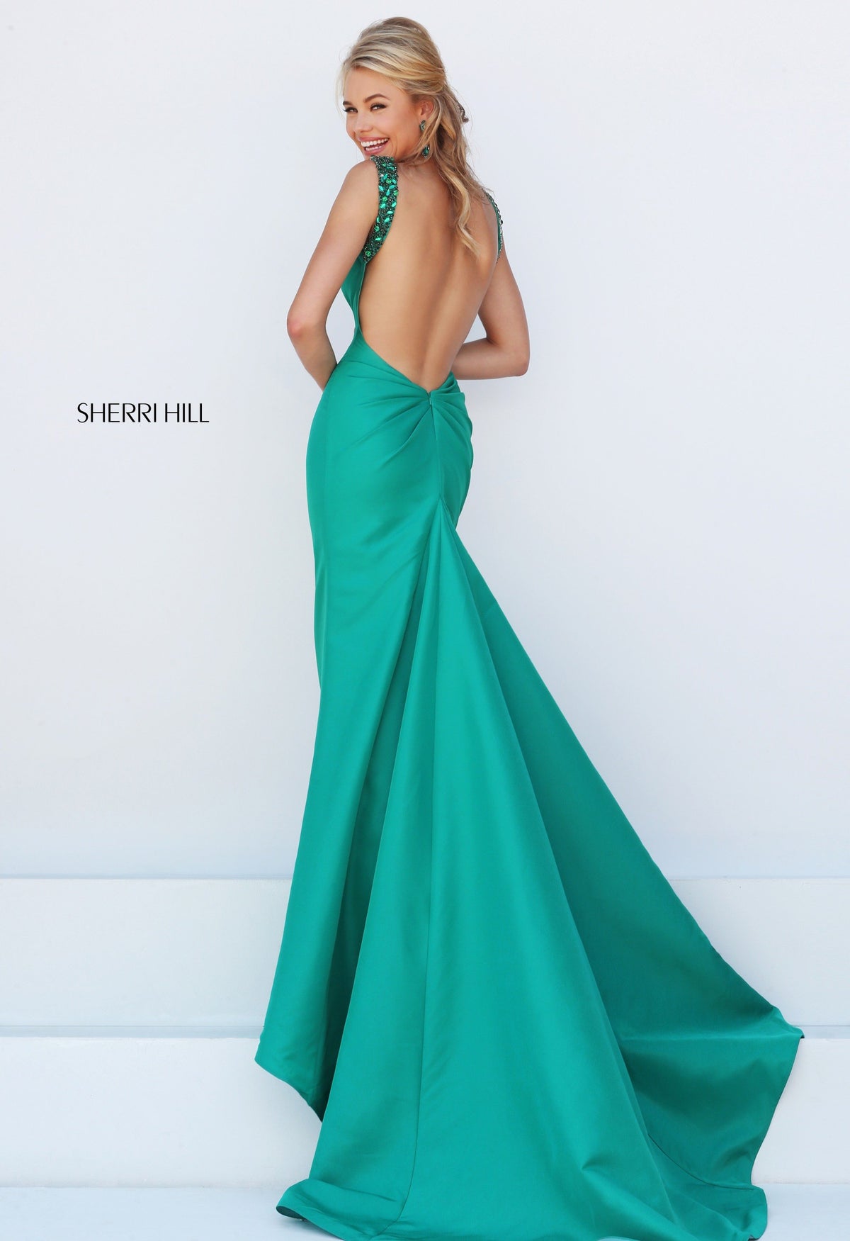 Sherri Hill 50331 V-neck satin mermaid gown