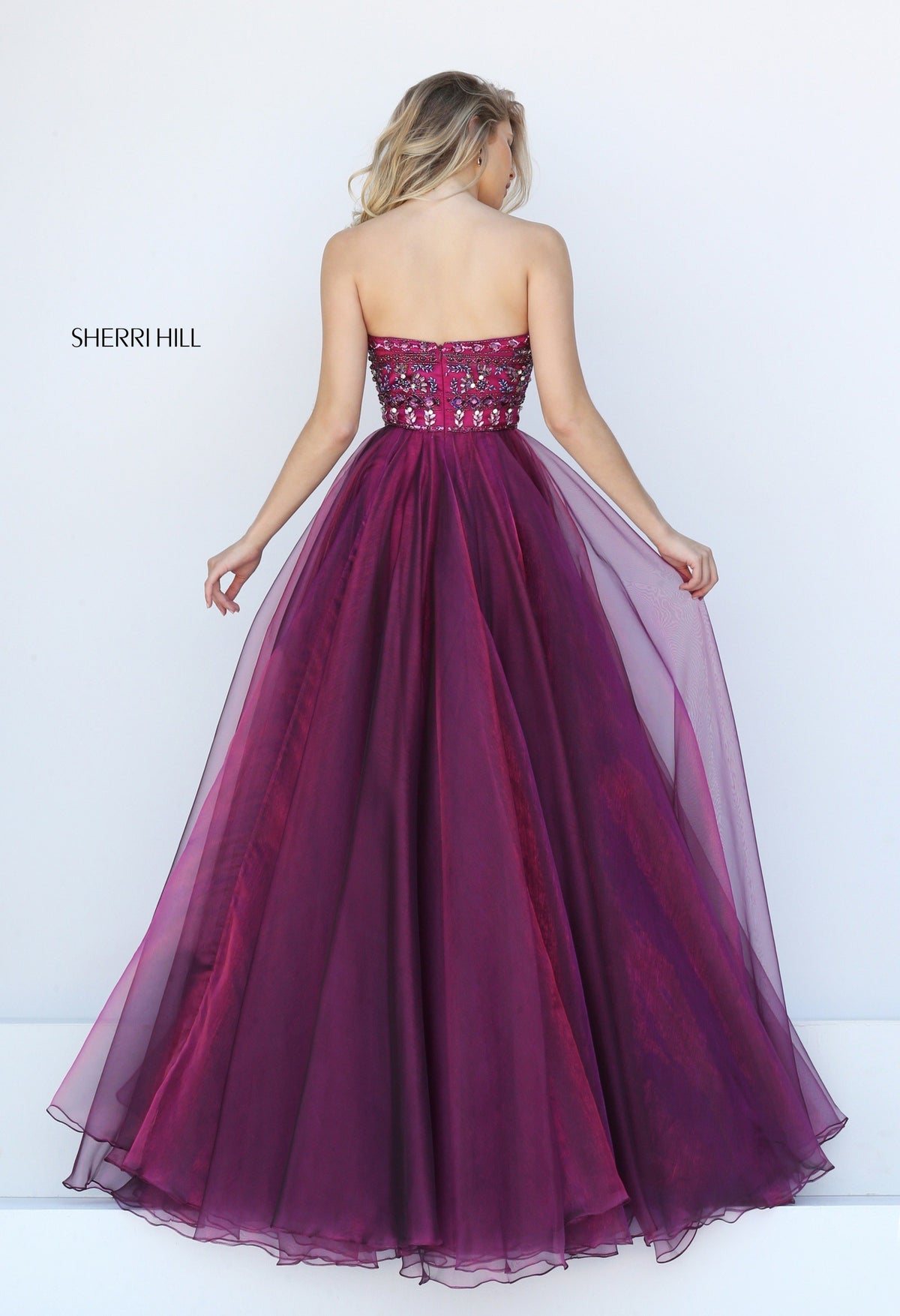 Sherri Hill 50344 organza sequined beaded bodice A-line gown
