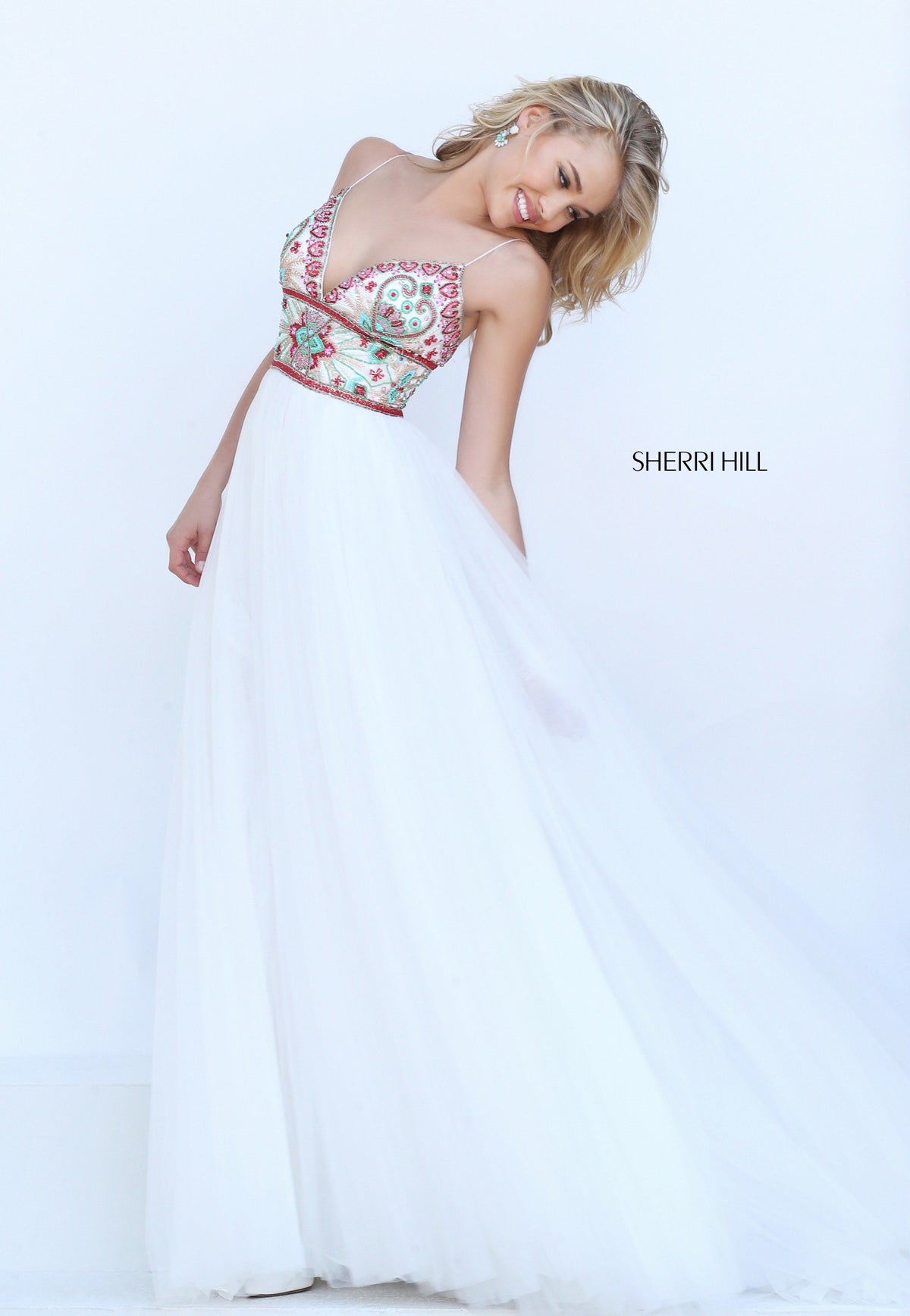 Sherri Hill 50474 tulle gown with beaded bodice