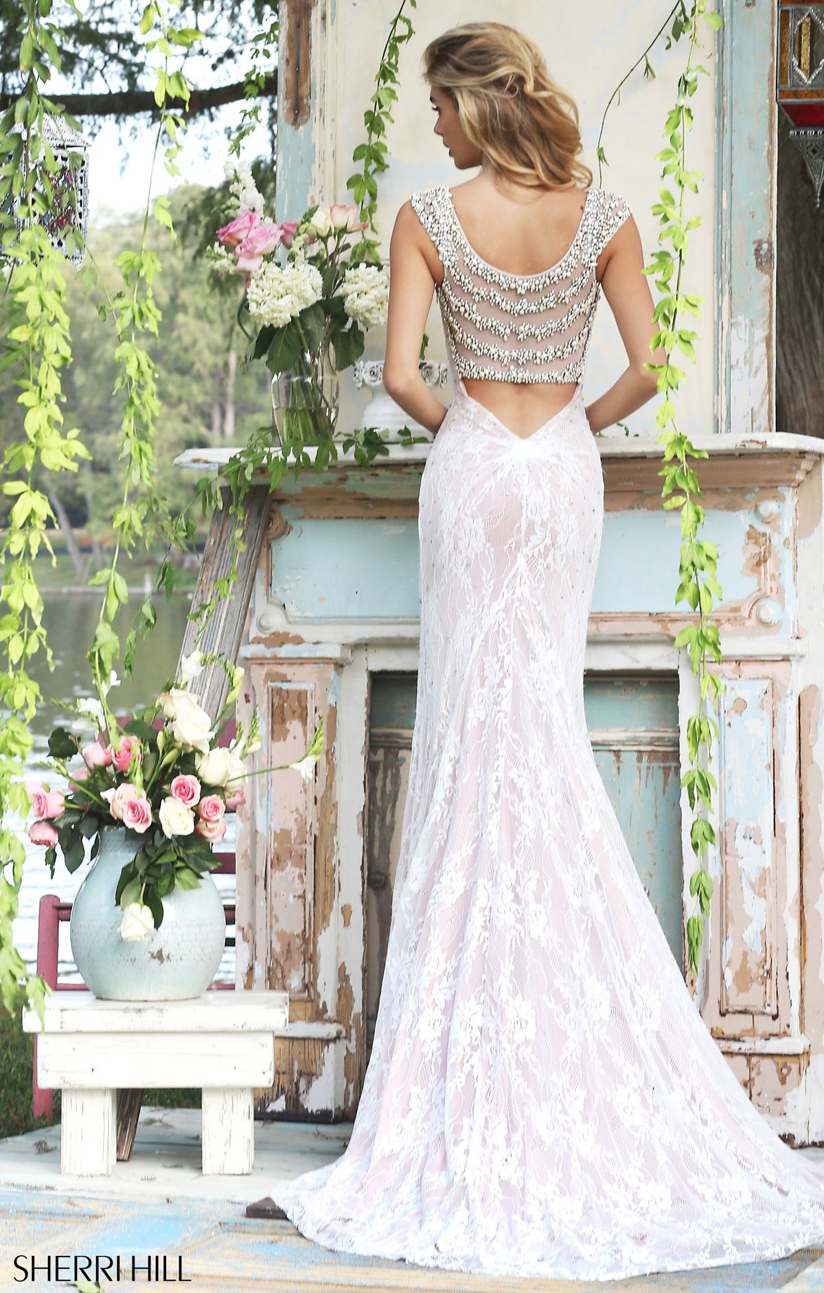 Sherri Hill 50048 lace mermaid gown