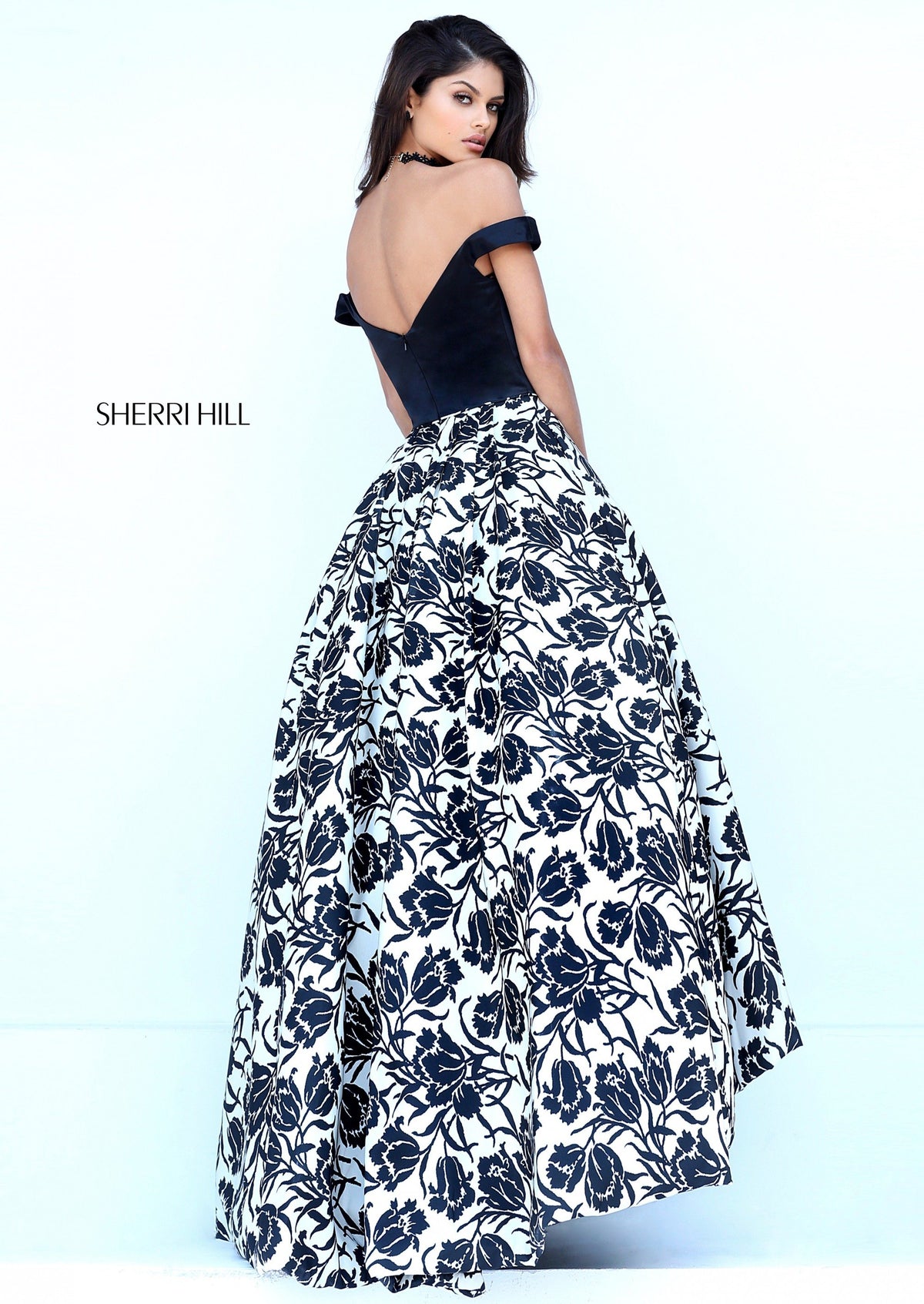Sherri Hill 50714 V-neck print high-low ball gown