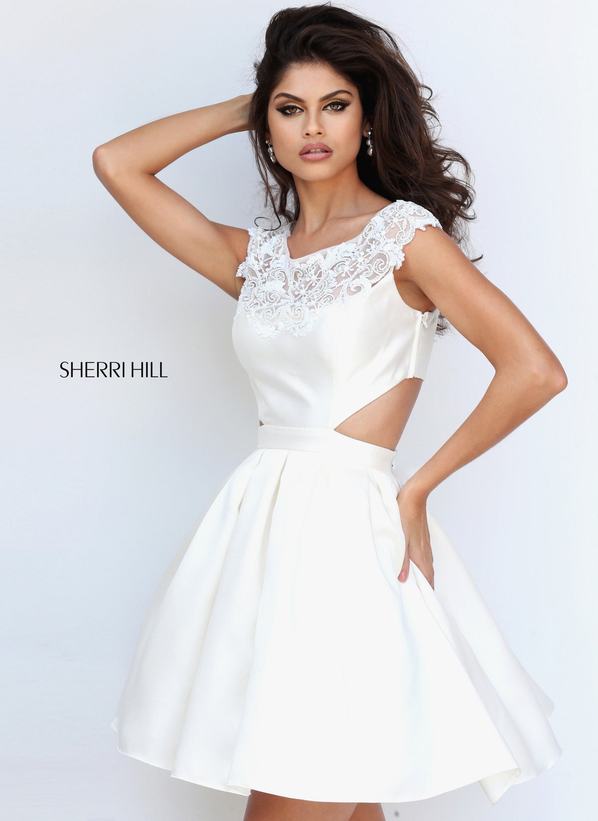 Sherri Hill 50682 one-shoulder cocktail dress with cutout