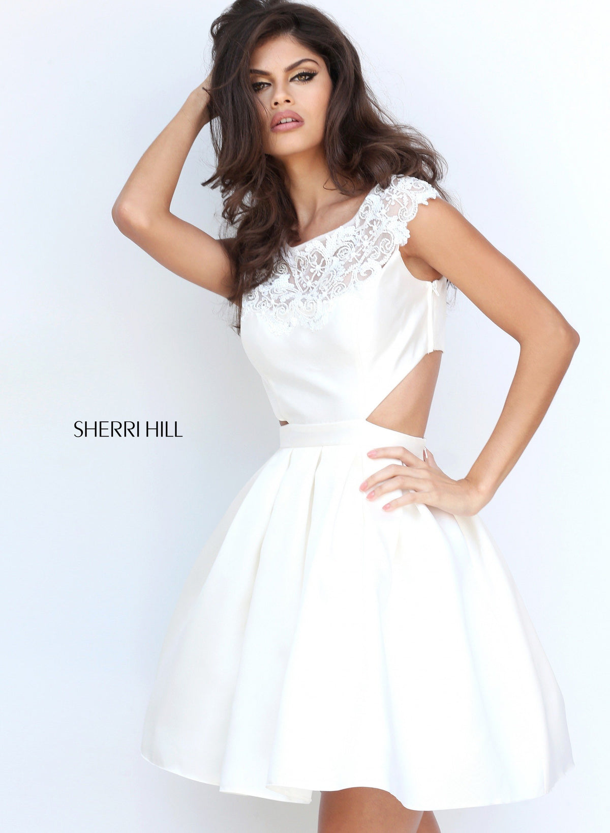 Sherri Hill 50682 one-shoulder cocktail dress with cutout
