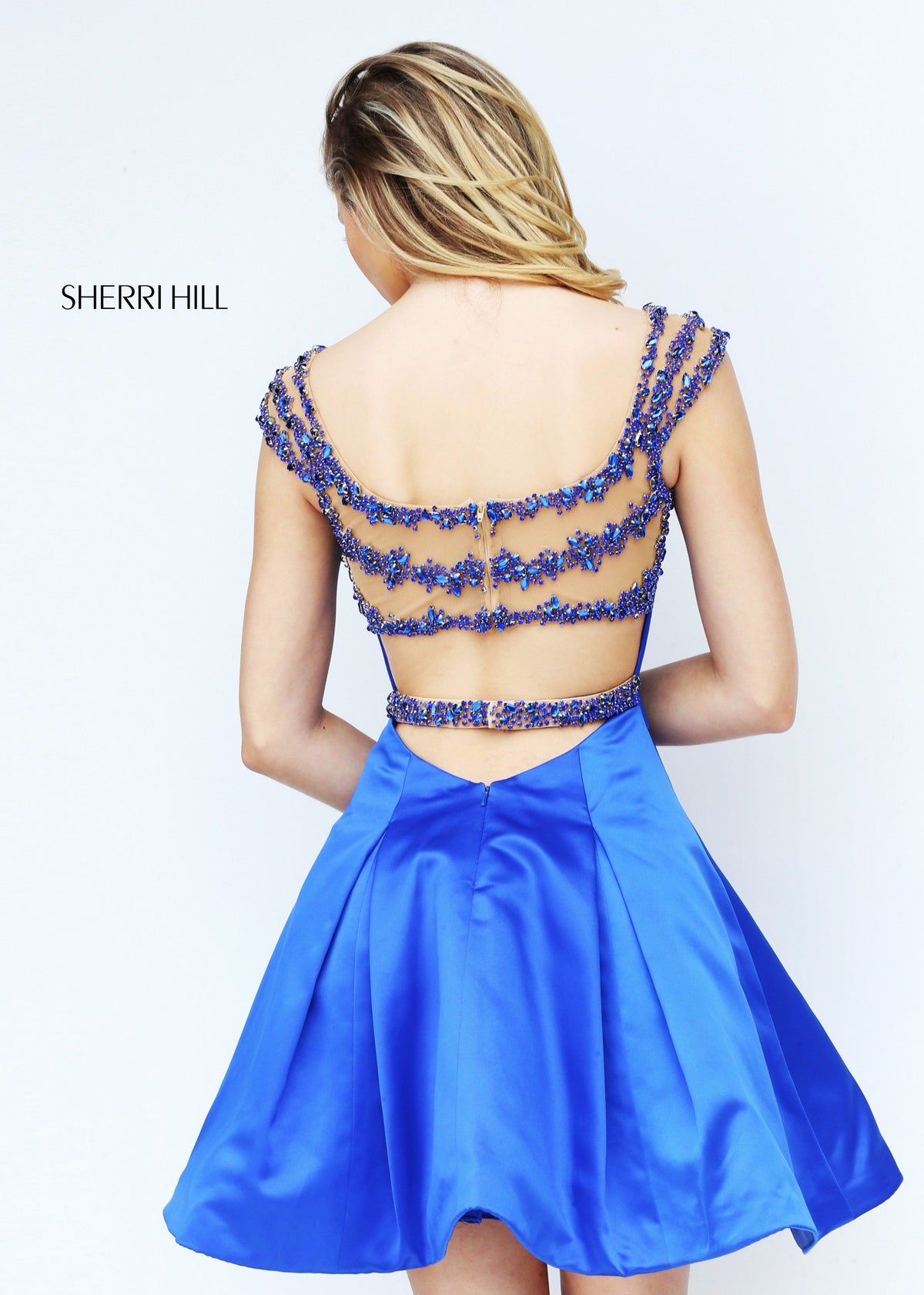 Sherri Hill 50548 V-neck satin cocktail dress