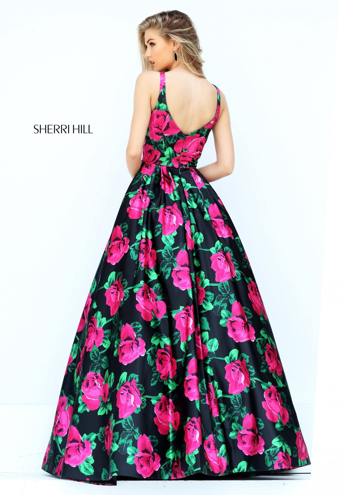 Sherri Hill 50598 V-neck floral print ball gown