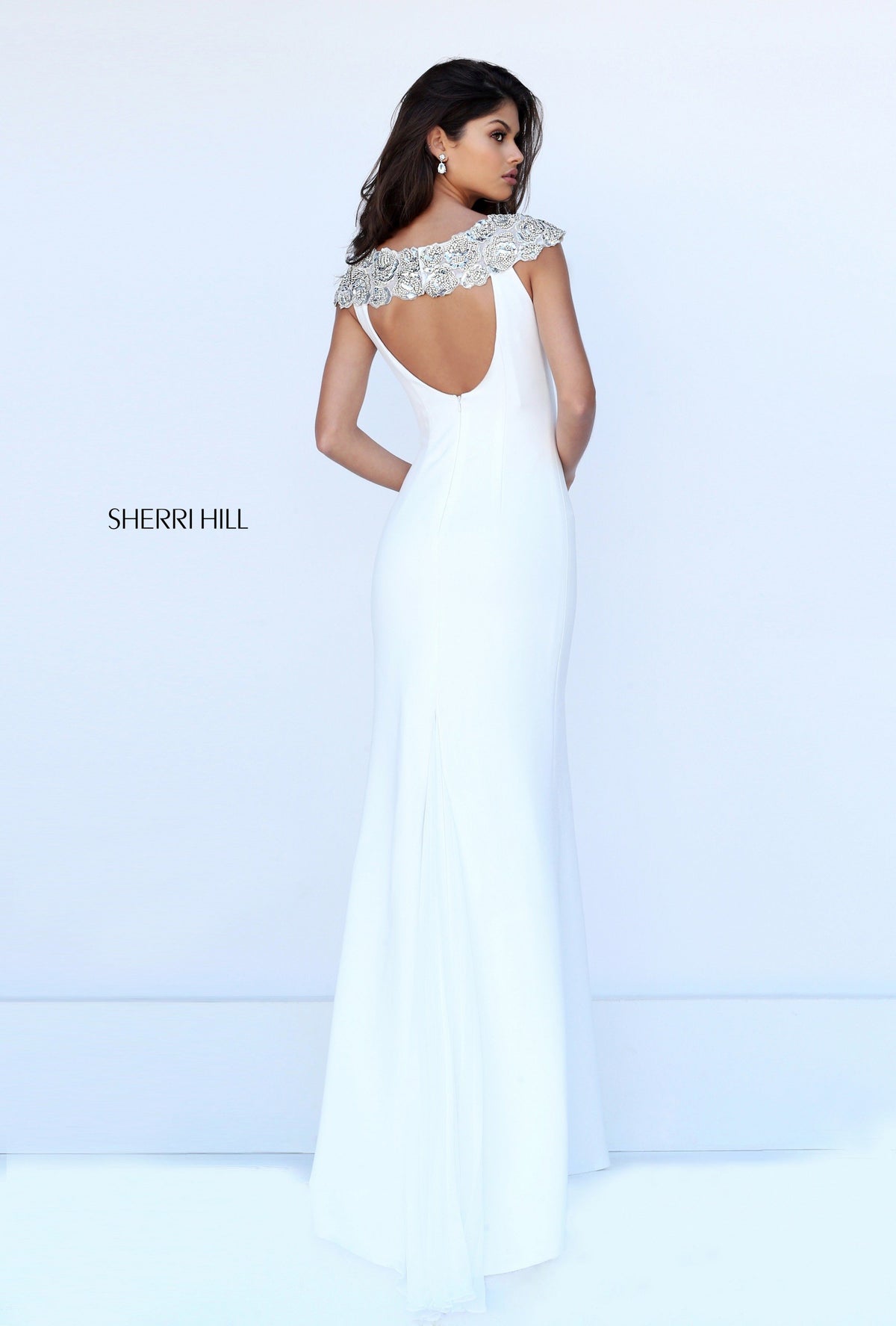 Sherri Hill 50593 cap-sleeve fitted jersey gown