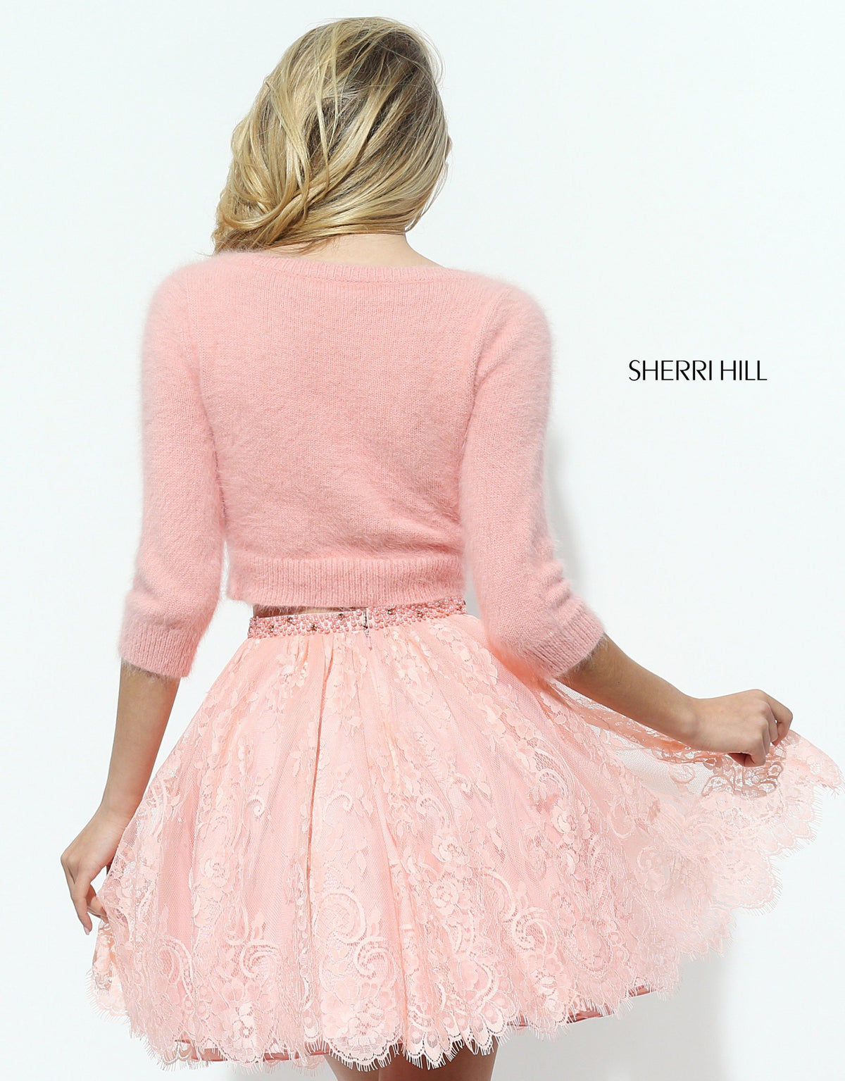 Sherri Hill 50549 two-piece cocktail dress with long-sleeve top