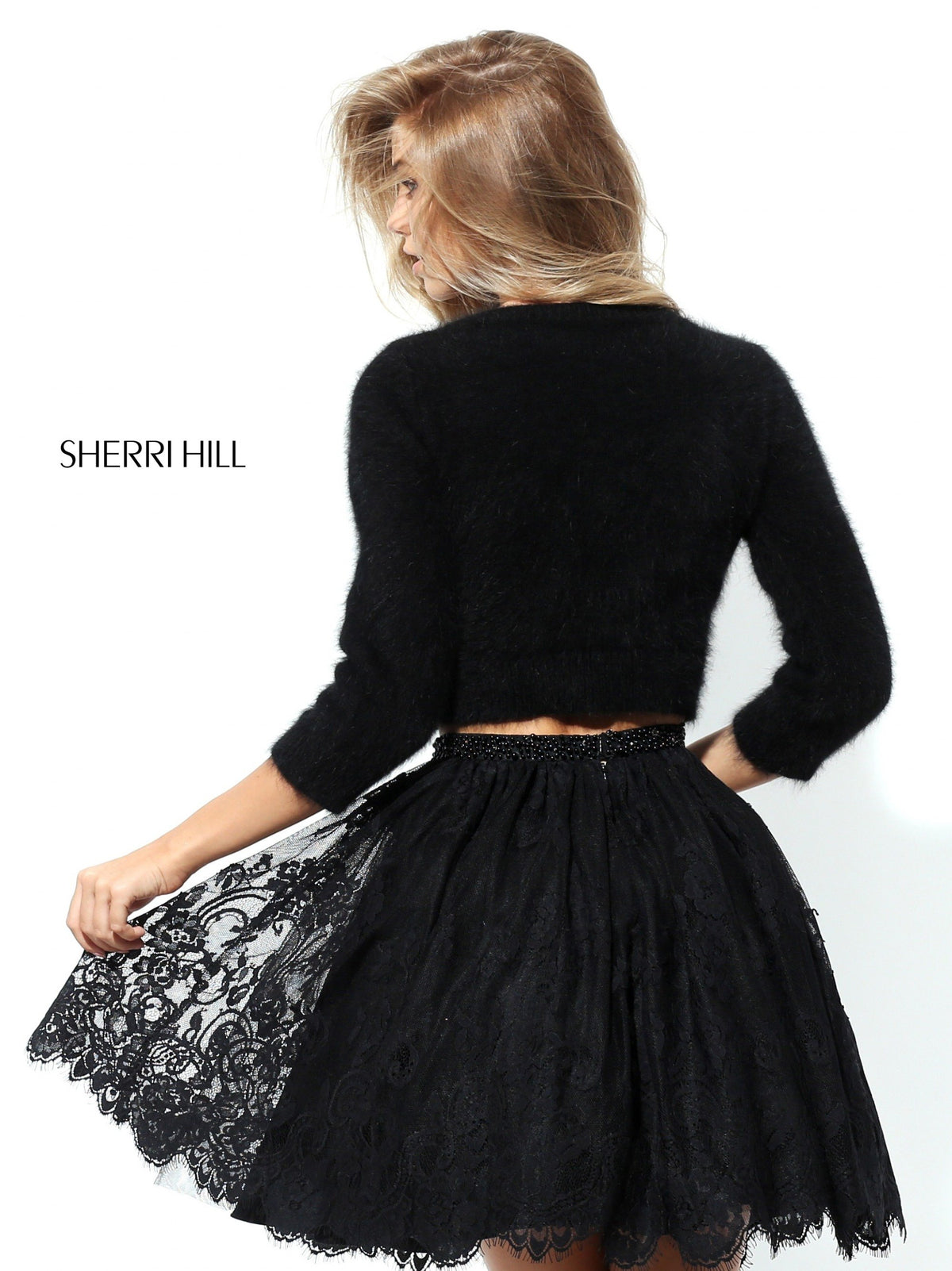 Sherri Hill 50549 two-piece cocktail dress with long-sleeve top