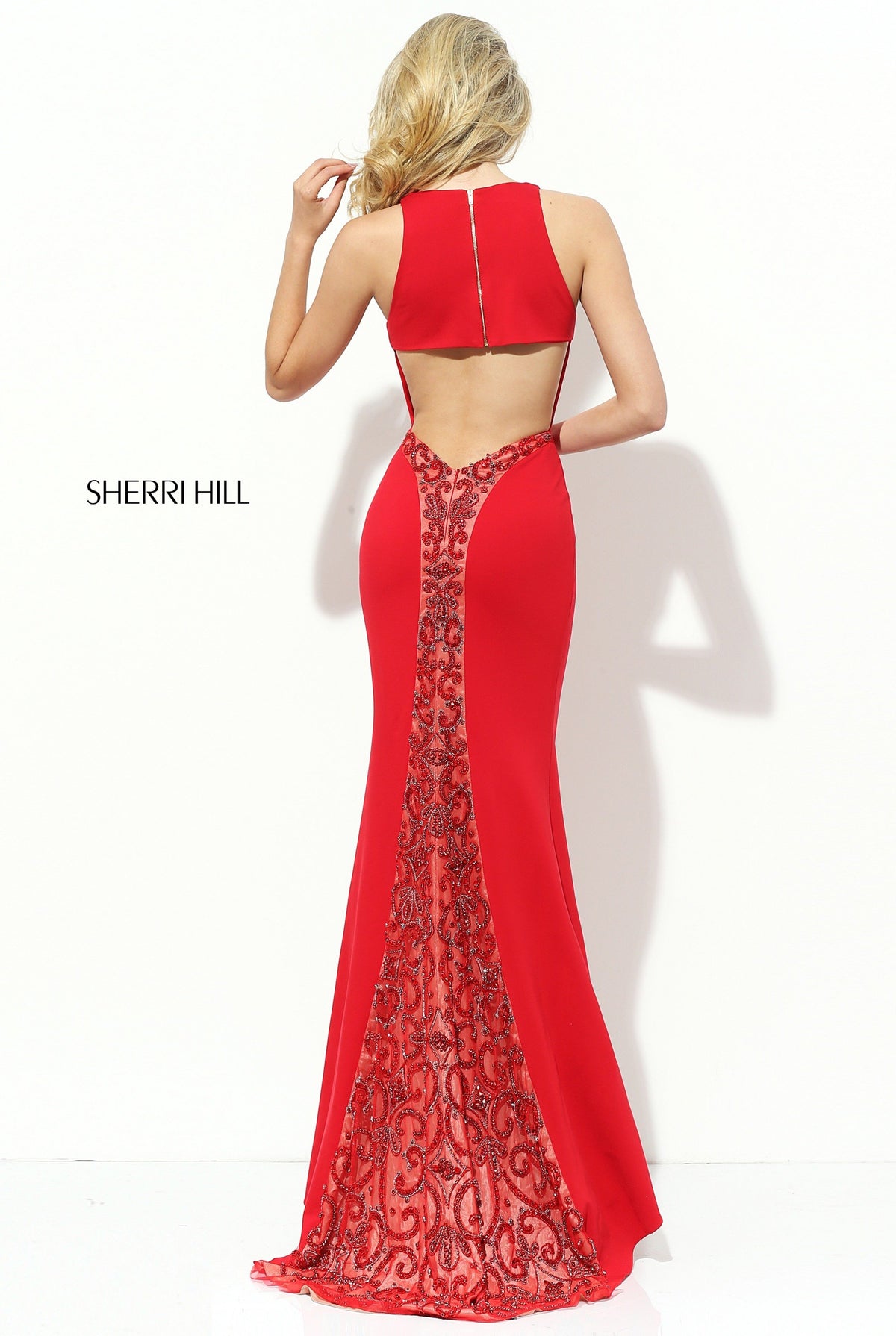 Sherri Hill 50644 fitted scuba V-neck gown