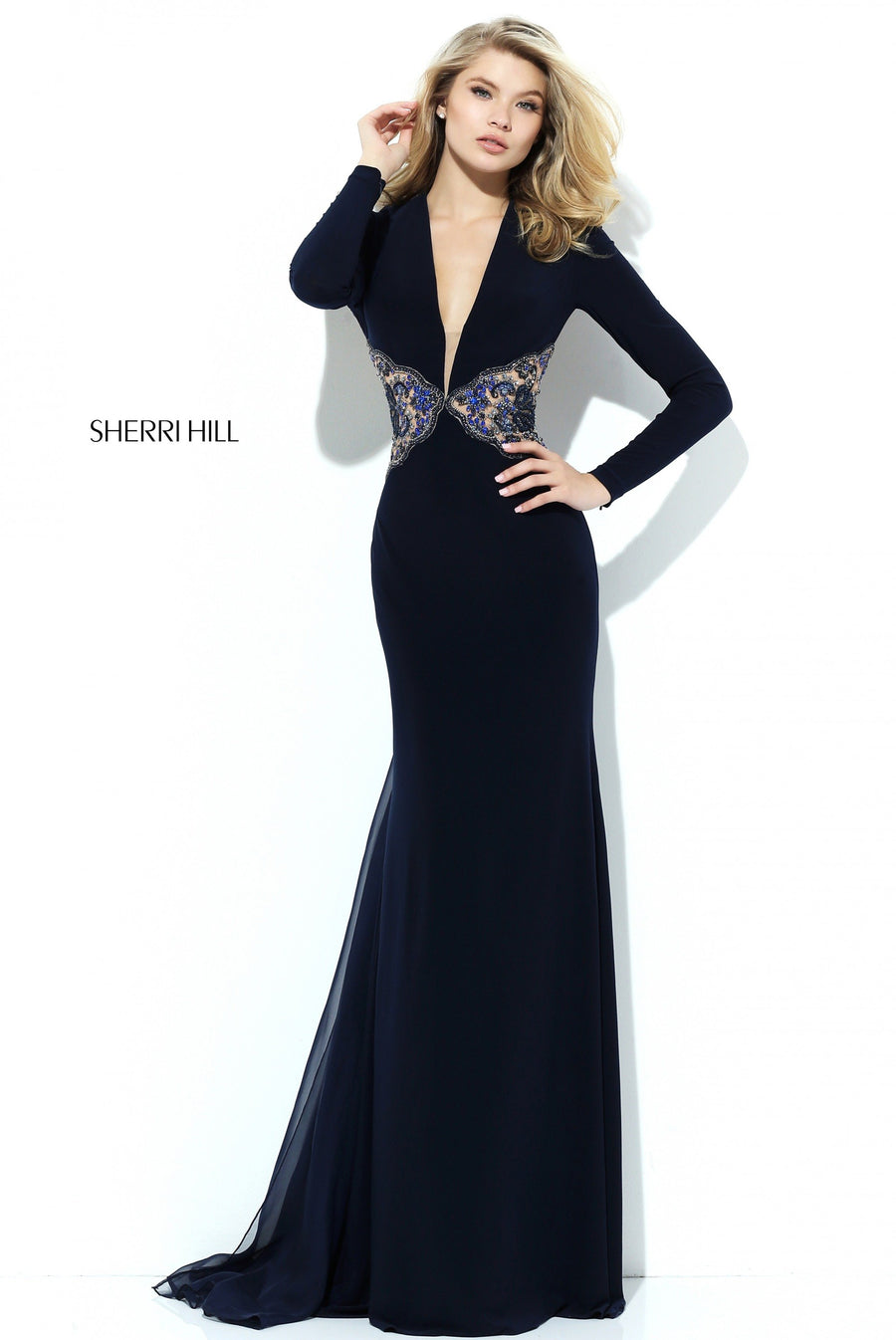 Sherri Hill style 50651 in navy