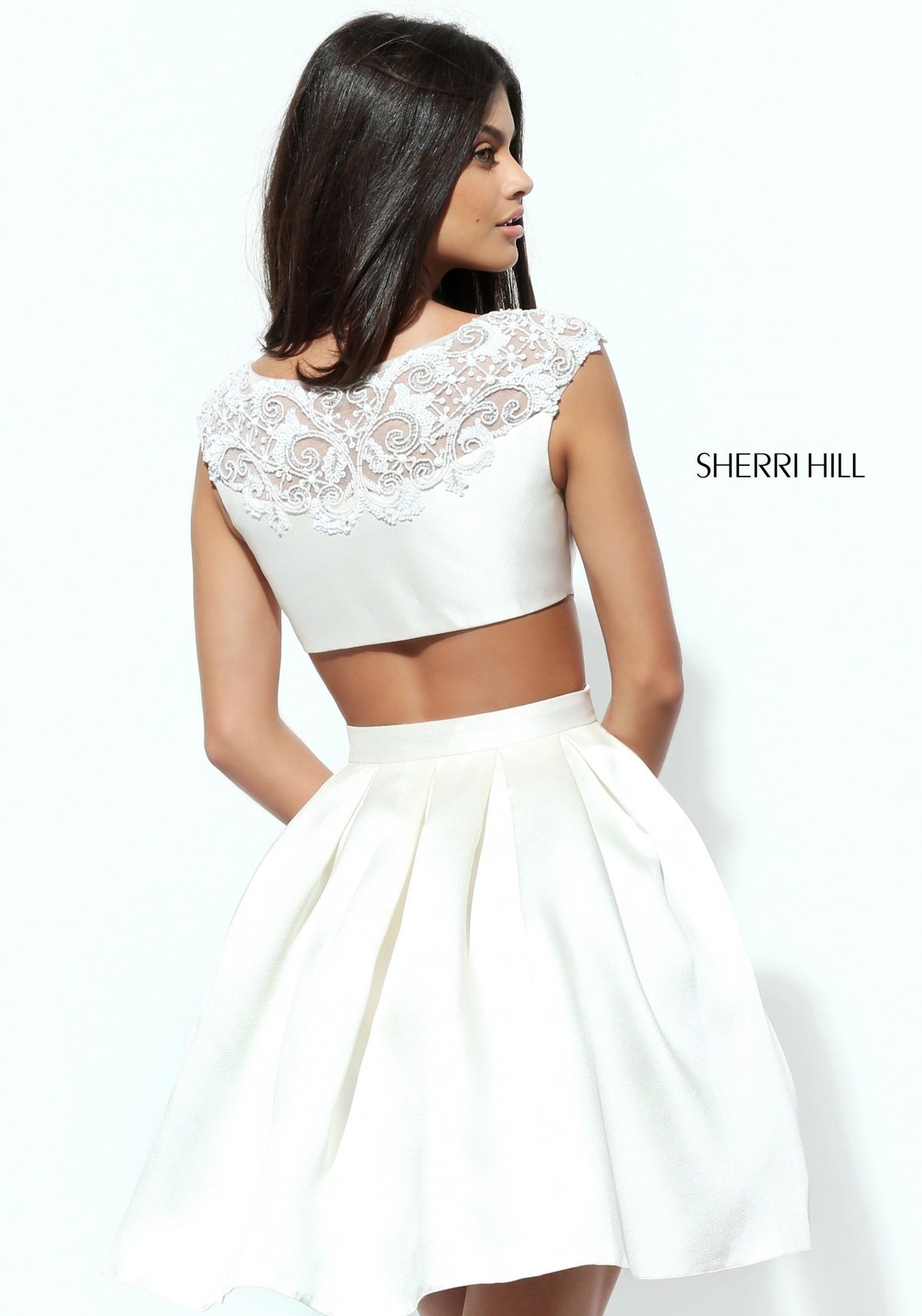 Sherri Hill 50682 one-shoulder cocktail dress with cutout