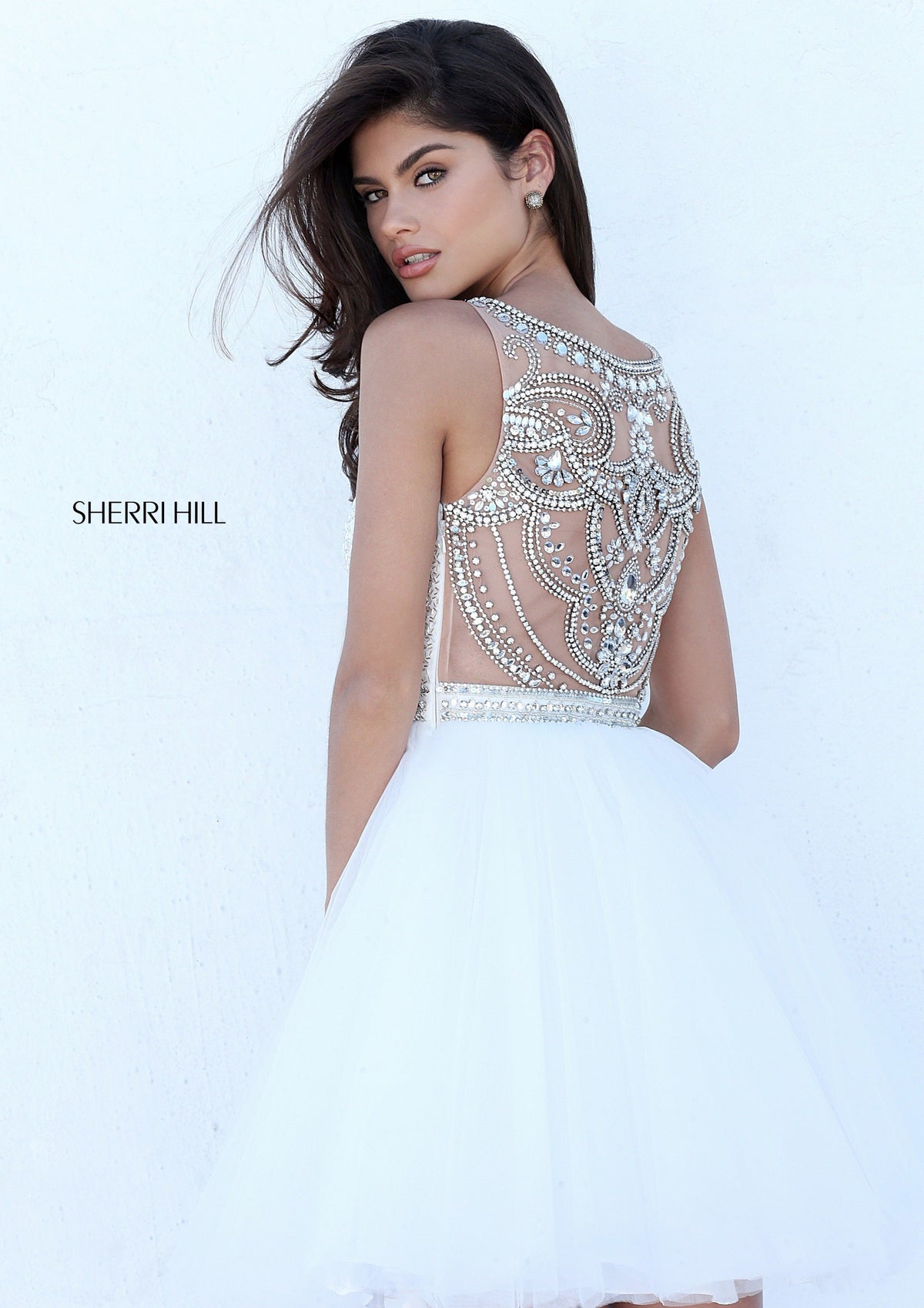 Sherri Hill 50708 beaded bodice cocktail dress with tulle skirt