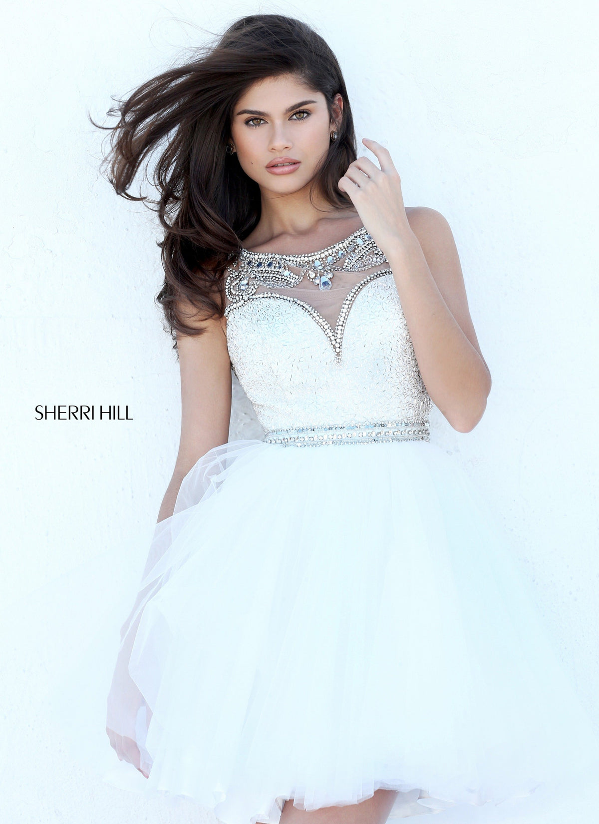 Sherri Hill 50708 beaded bodice cocktail dress with tulle skirt
