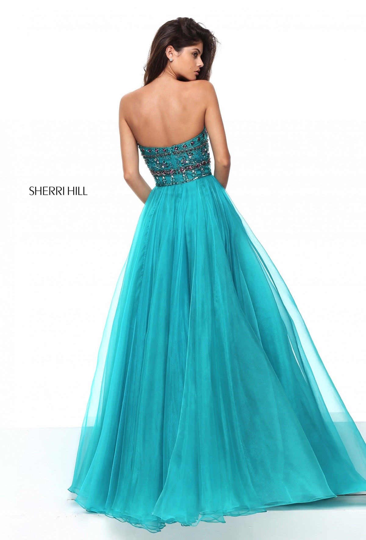 Sherri Hill 50344 organza sequined beaded bodice A-line gown